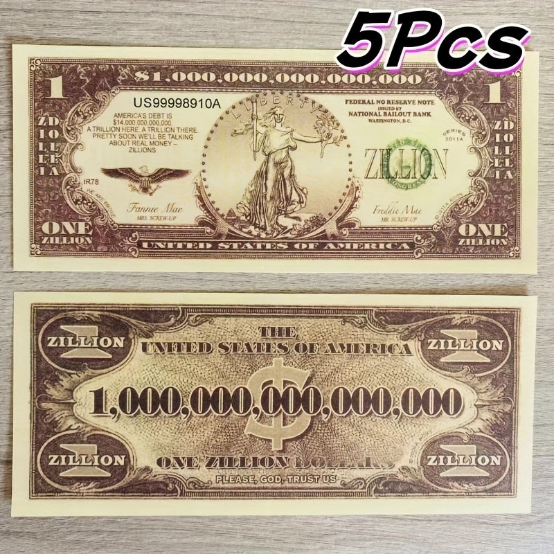 USA, 2011 Statue of Liberty 5PCS Commemorative Note, $1 Zillion, UNC Collection