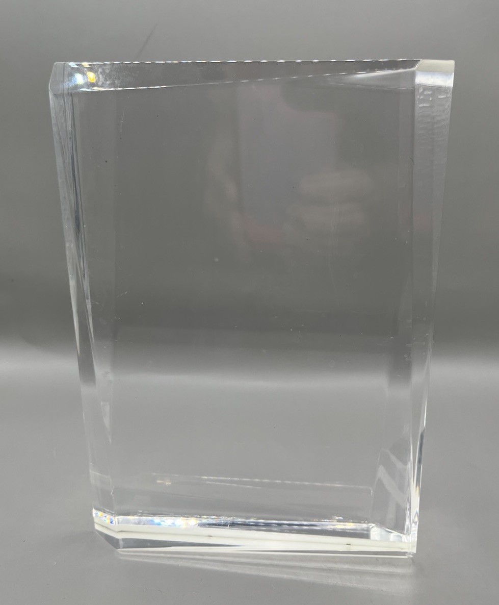 MCM Clear Lucite Acrylic Asymmetrical Block Picture Frame 7.5 x 6” Heavy MCM Clear Lucite Acrylic Asymmetrical Block Picture Frame 7.5 x 6” Heavy