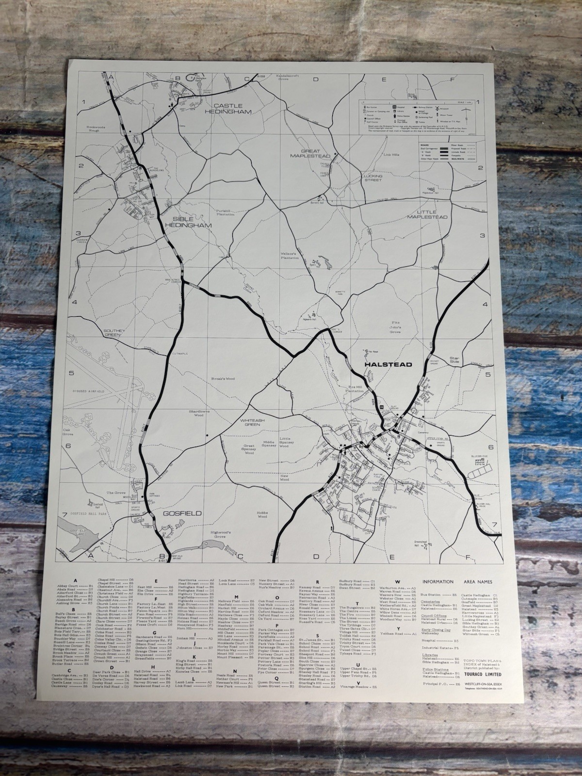 Vintage Halstead & District Essex Town Plan Map Touraco Ltd Unframed Print