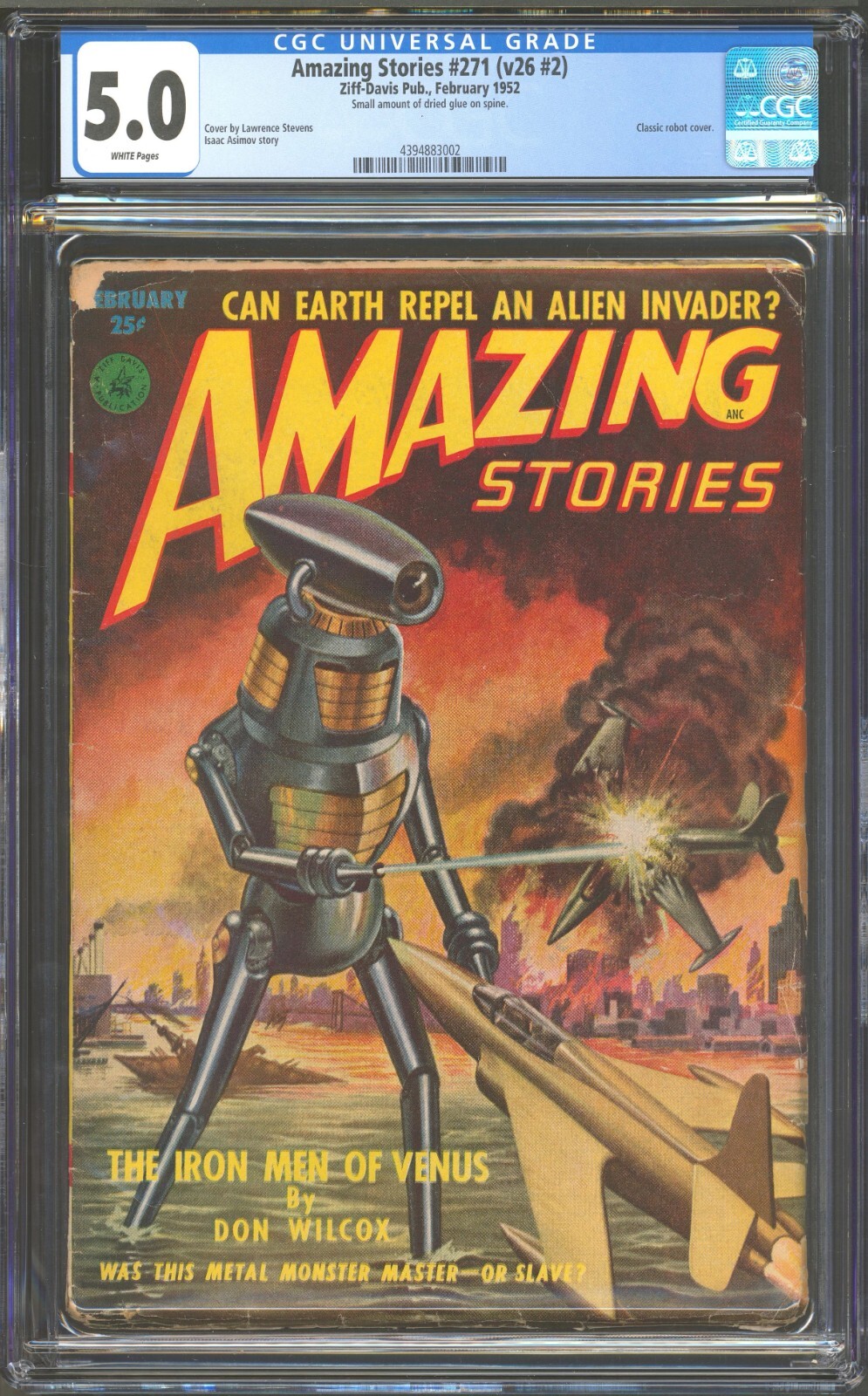 Amazing Stories 1952 February, #271. Lawrence Stevens Robot cover. CGC  pulp