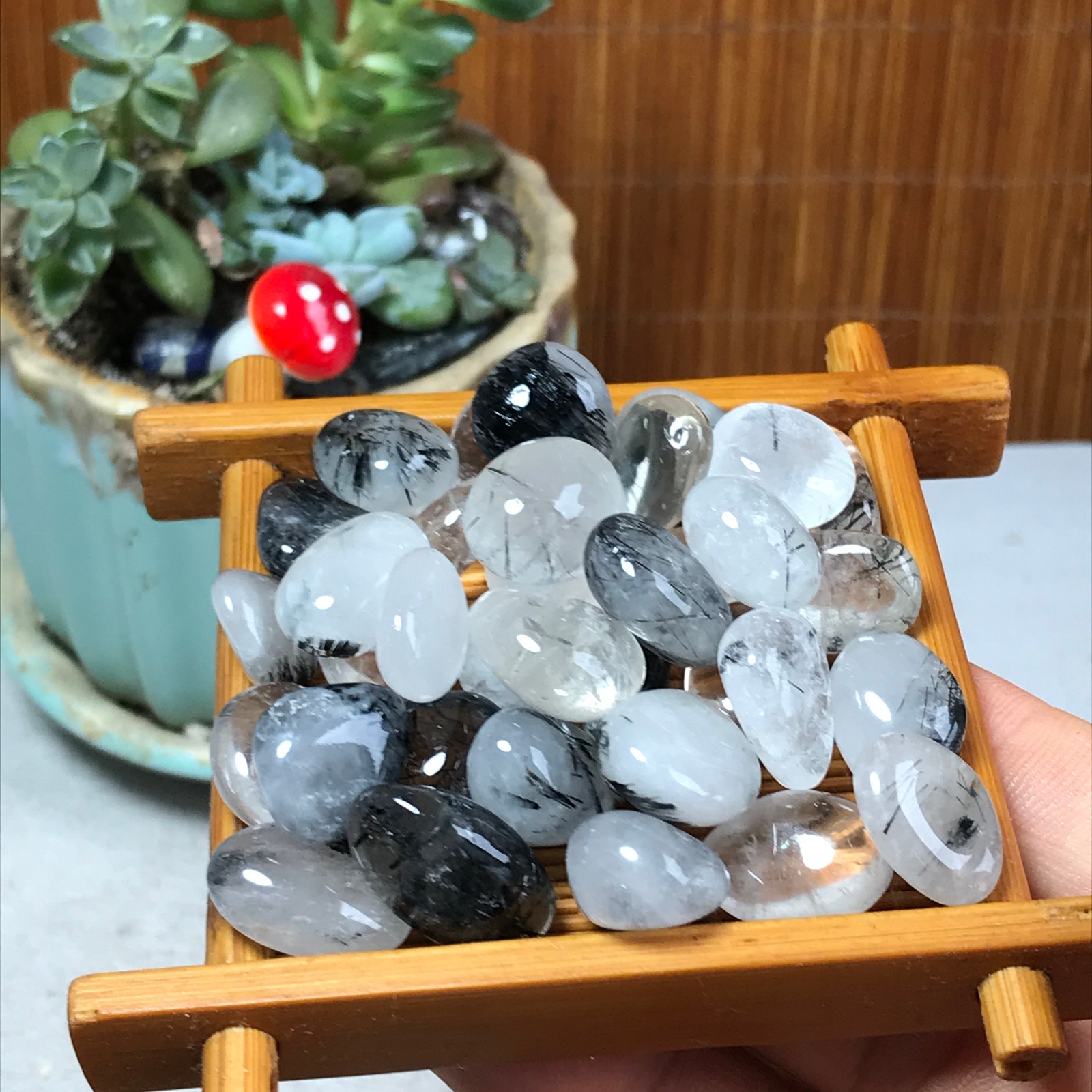 35pcs Natural black tourmaline Crystal gemstone Polish Mineral Specimen A6837