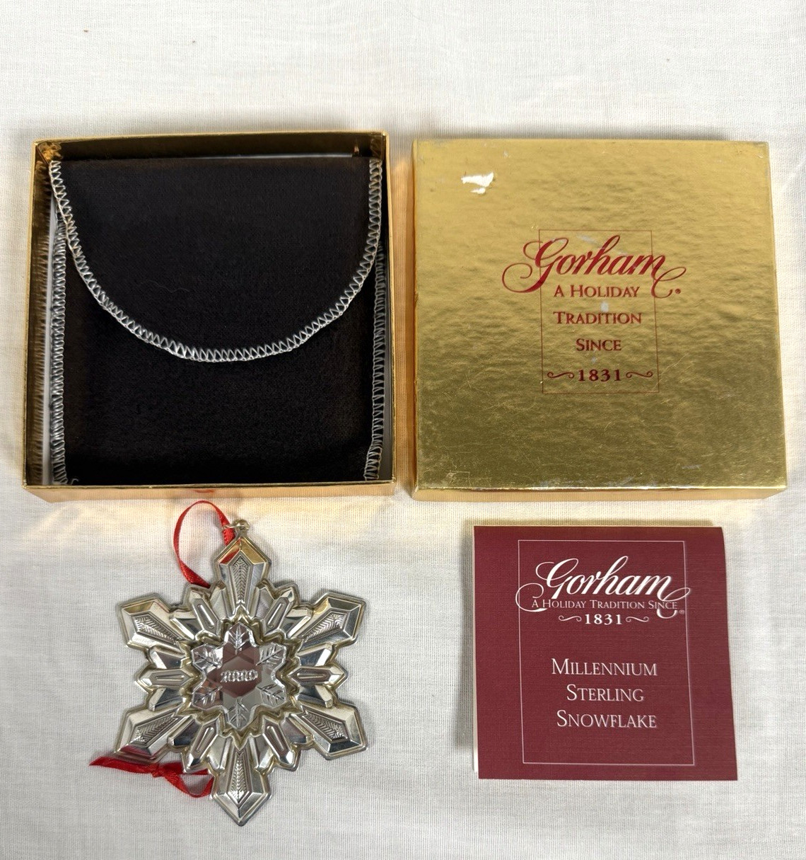 2000 Gorham Sterling Silver Christmas MILLENNIUM Snowflake Ornament Original Box