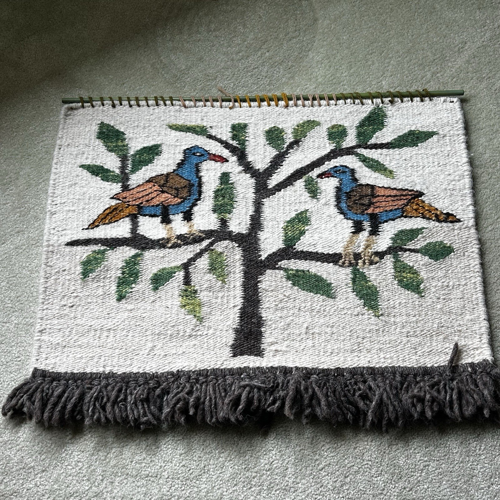 Handmade South African Wool Tapestry Birds Wall Hanging Folk Art Handmade South African Wool Tapestry Birds Wall Hanging Folk Art