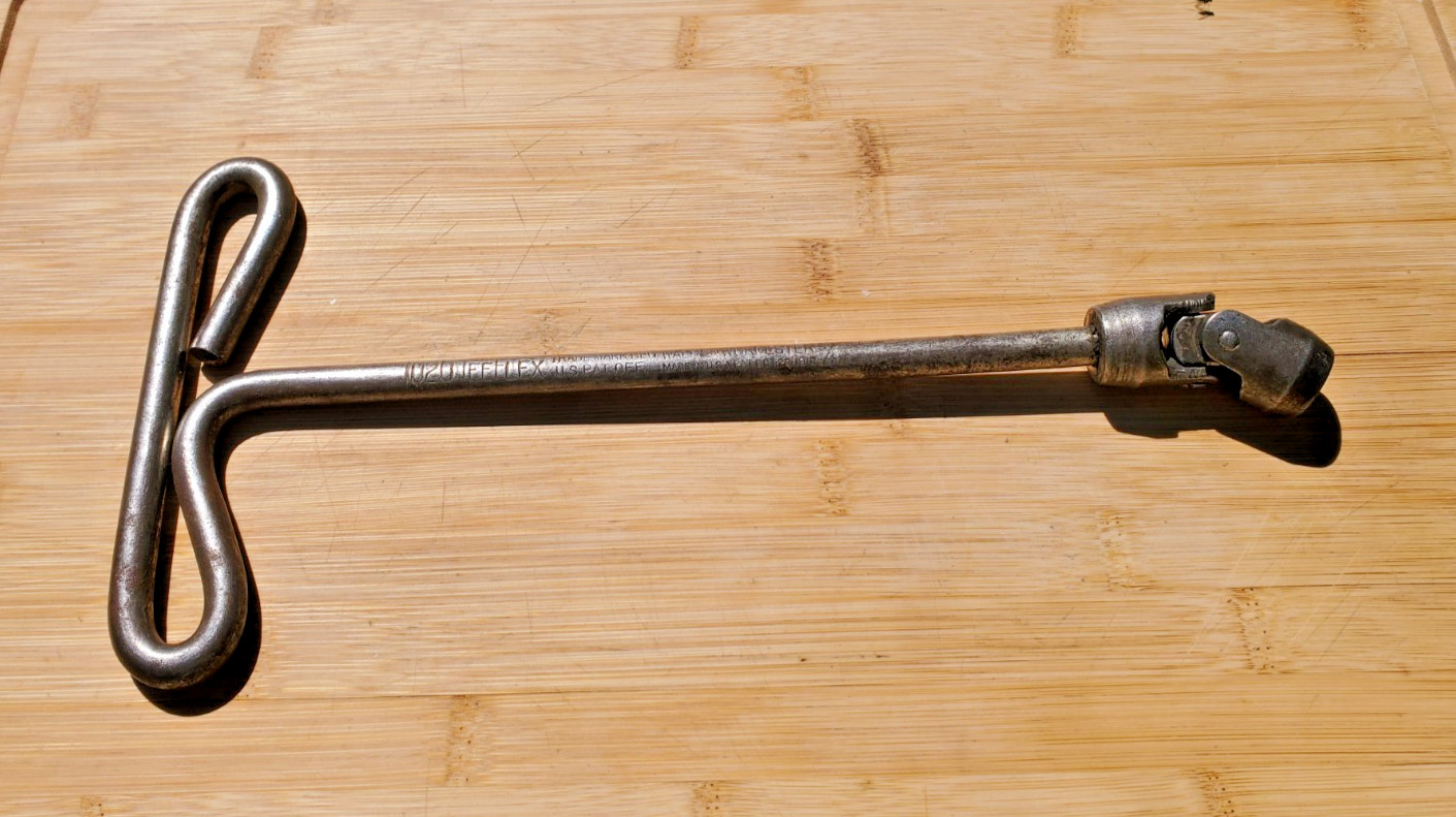 Antique 1900\'s #1020 Flex Walden Worcester T-Handle Swivel Socket Wrench - 5/8\