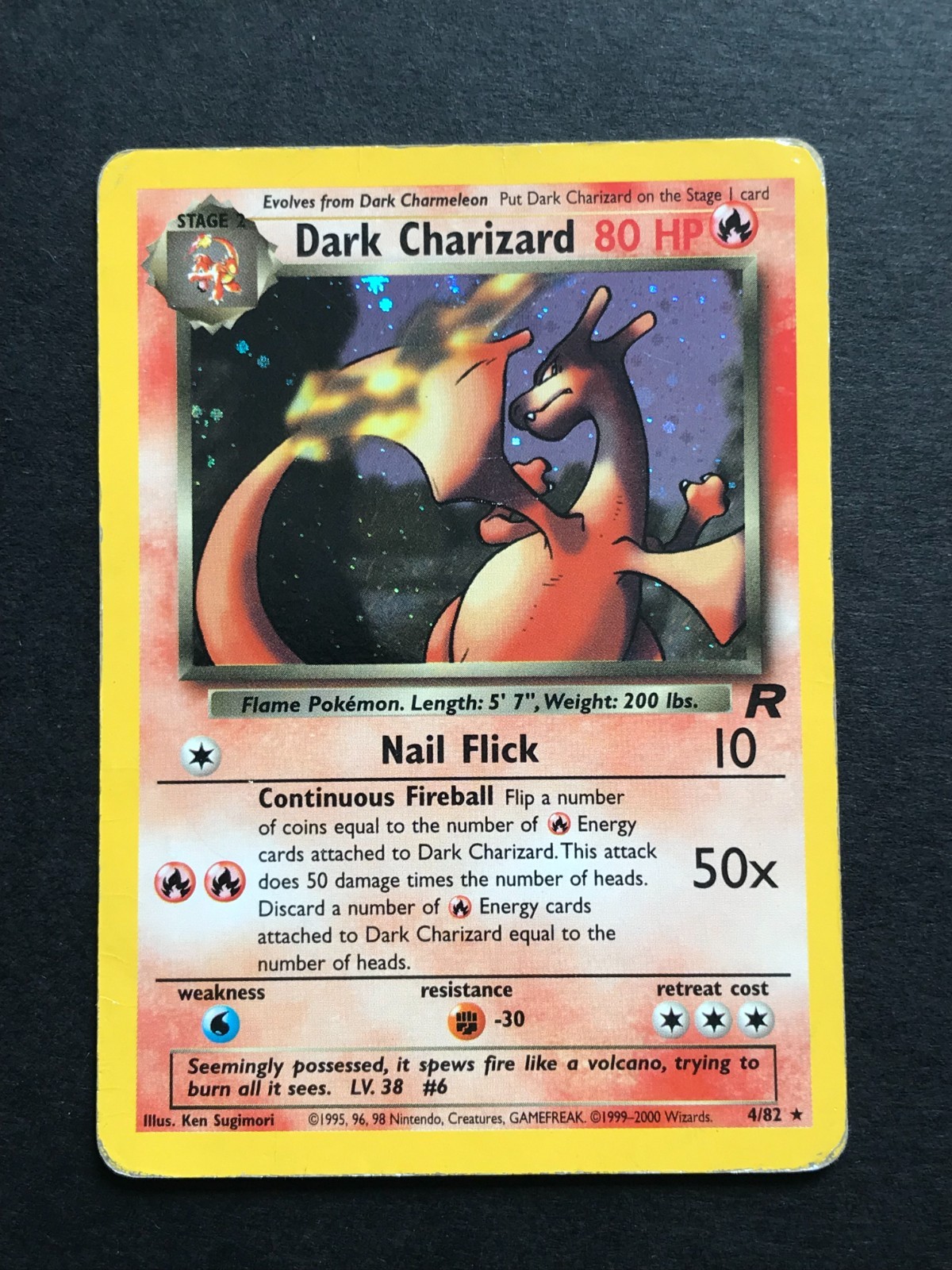 Dark Charizard 4/82 Holo Team Rocket MP Condition WOTC Pokemon Card