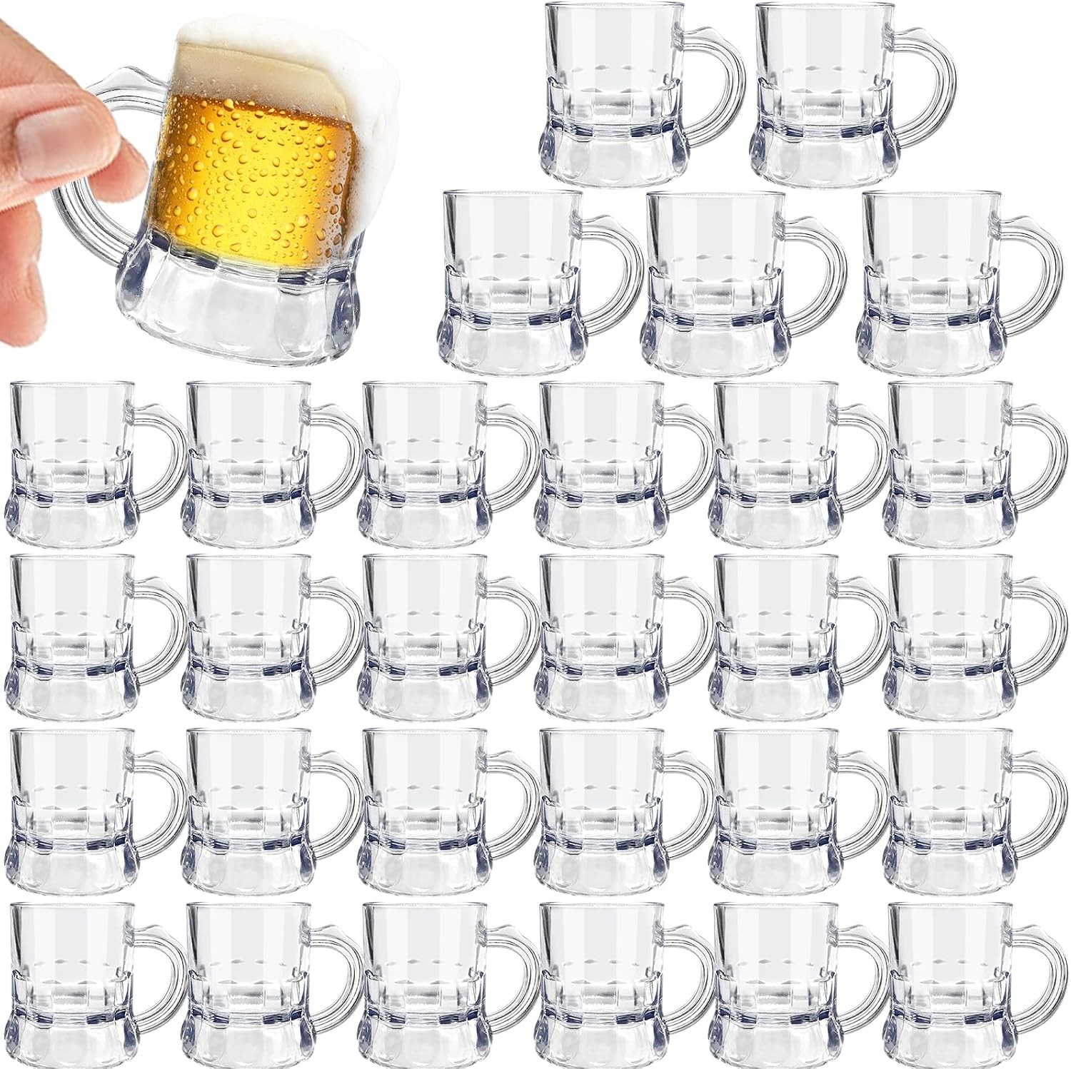 24 Pack 1oz Mini Beer Mugs Shot Glasses with Handles for Drinks Festival BBQ 24 Pack 1oz Mini Beer Mugs Shot Glasses with Handles for Drinks Festival BBQ