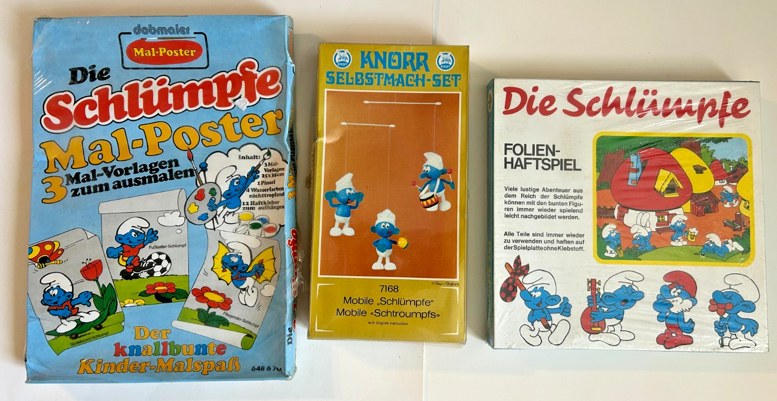 VINTAGE LOT OF 3 SMURF ITEMS GERMANY MINT IN BOX SEALED 1970s - 1980s VINTAGE LOT OF 3 SMURF ITEMS GERMANY MINT IN BOX SEALED 1970s - 1980s