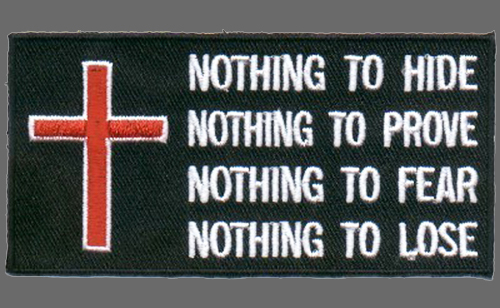 CROSS CHRISTIAN NOTHING to HIDE,PROVE,FEAR or LOSE INFIDEL COMBAT HOOK  PATCH