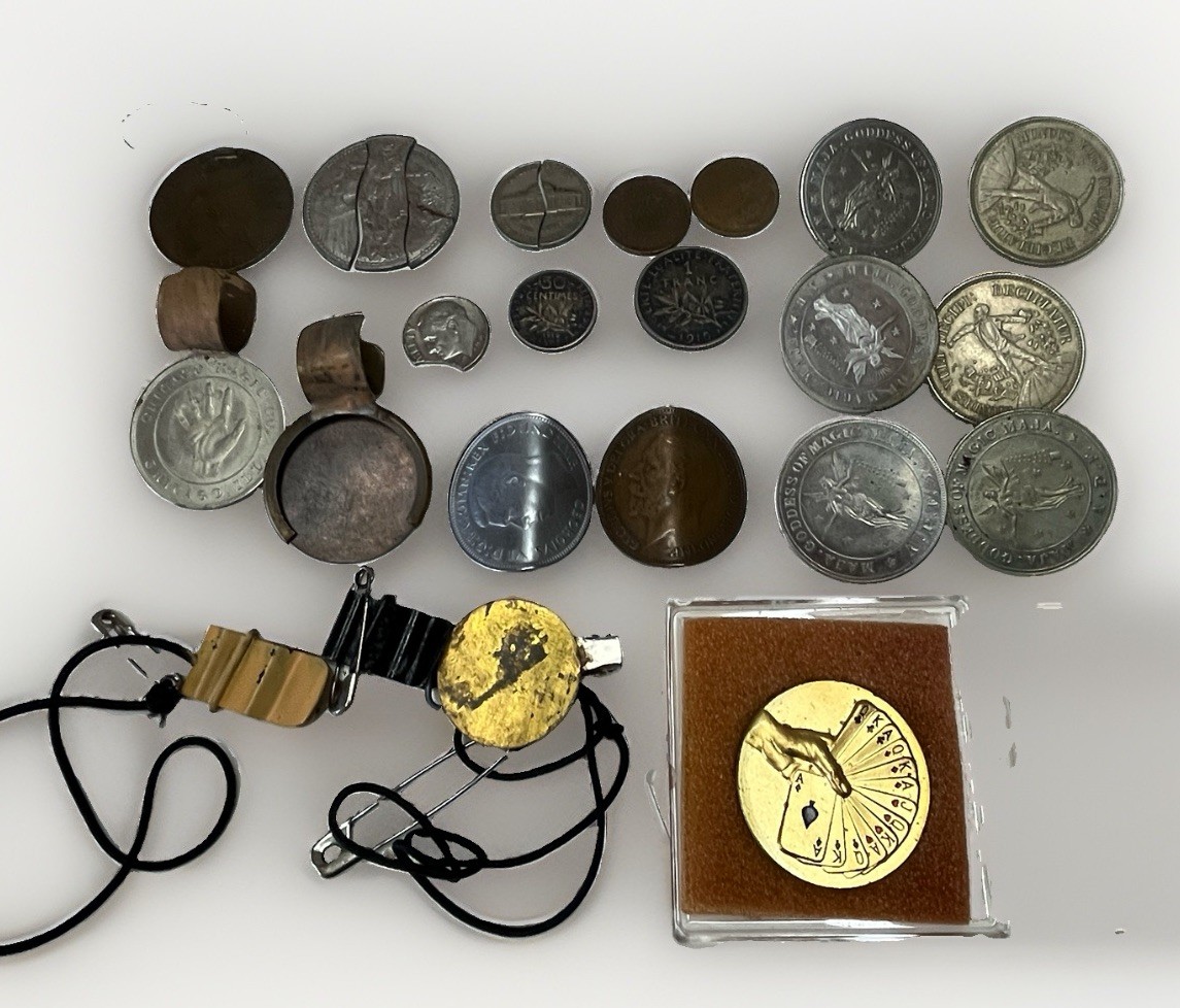 Vintage Mixed lot of modified magic coins hollow clips planchets cut coin SL