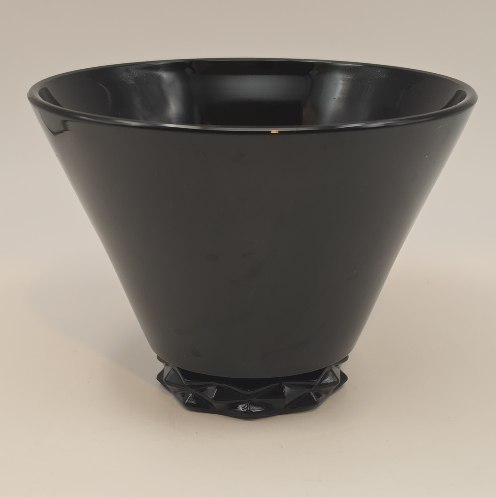 Vintage Black Amethyst Glass Cone Bowl Indiana Glass Diamond Point Footed 5 Inch
