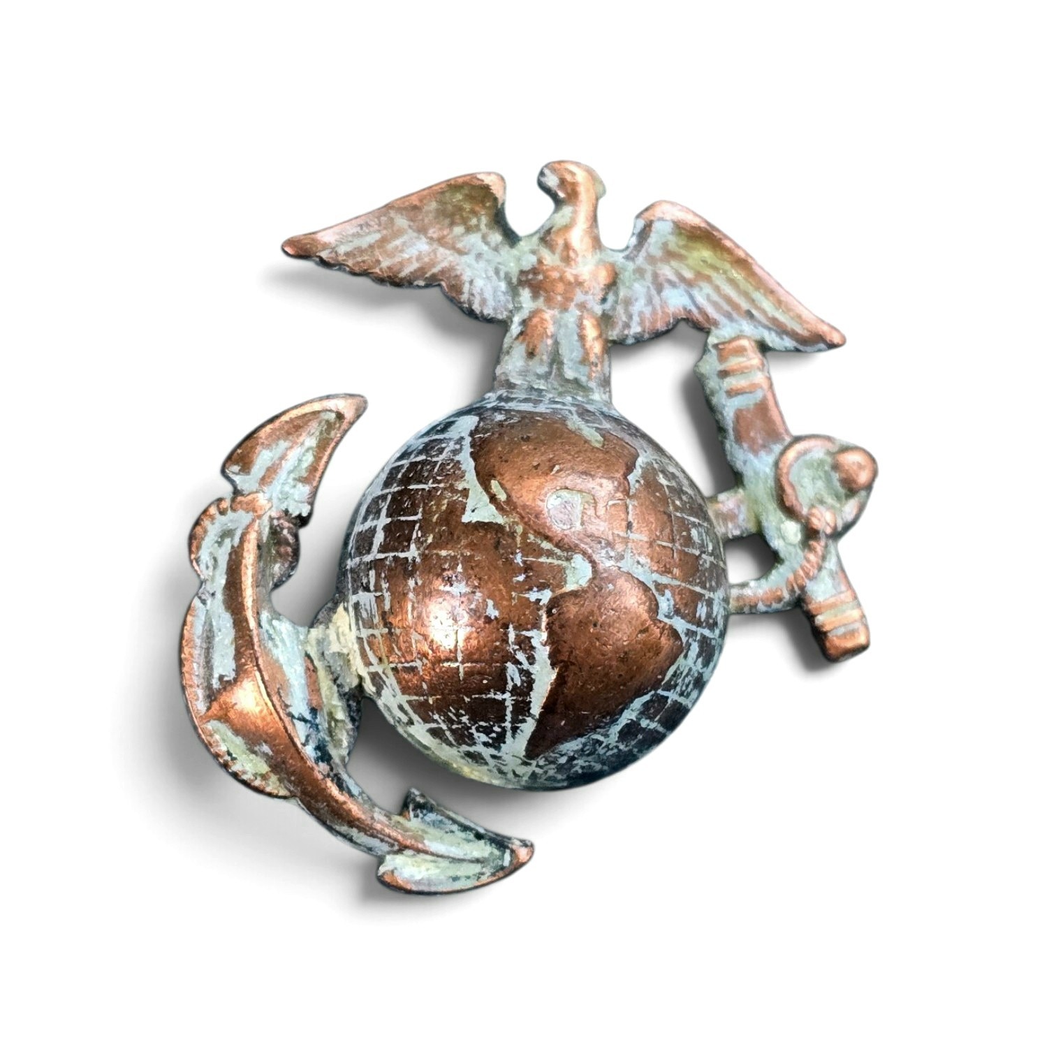 USMC M1920 Eagle Globe Anchor EGA Cover Emblem Vintage WW2 Bronze Screw Back... USMC M1920 Eagle Globe Anchor EGA Cover Emblem Vintage WW2 Bronze Screw Back...