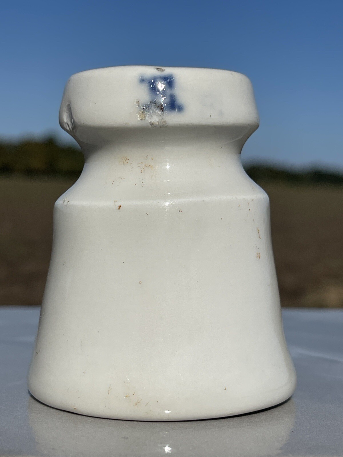 Pre-1900s Imperial Russia Porcelain Insulator Ink-Marked E.(EMELYANOVA)