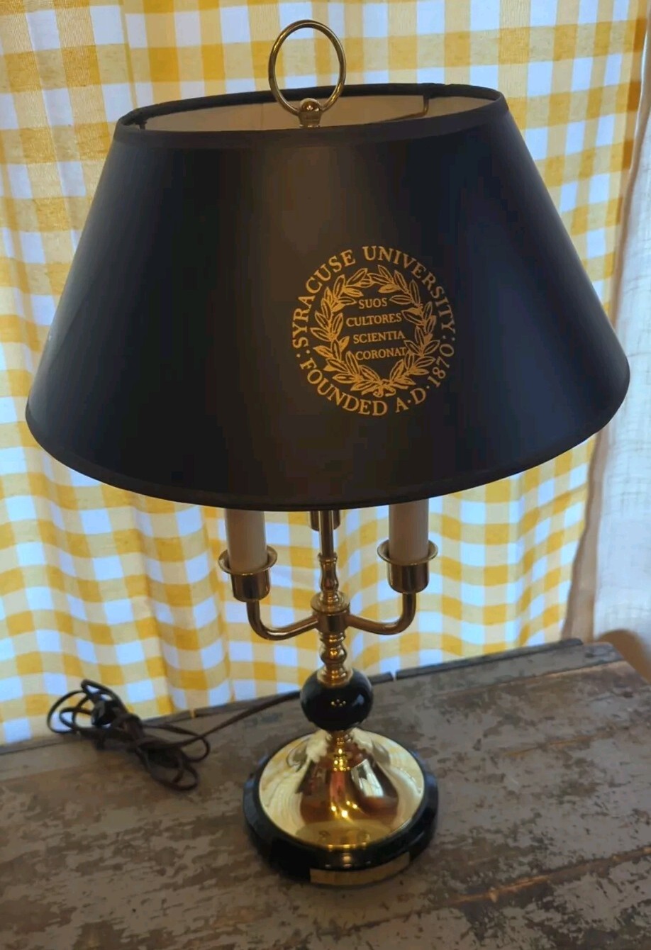 Vintage Syracuse University Brass & Marble Desk Lamp William H.T. Smith Class 65 Vintage Syracuse University Brass & Marble Desk Lamp William H.T. Smith Class 65