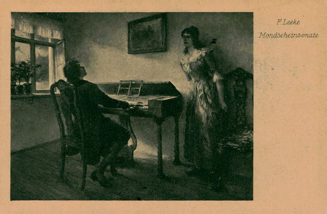 F Leeke Mondscheinsonata Beethoven Moonlight Sonata Hanfstaengl Antique Postcard F Leeke Mondscheinsonata Beethoven Moonlight Sonata Hanfstaengl Antique Postcard