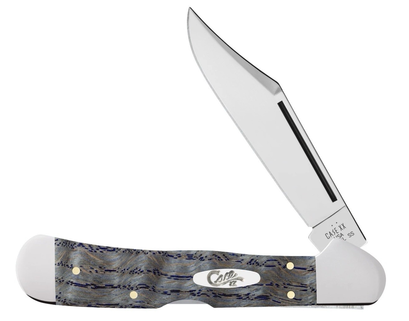 Case XX Knives Curly Oak Blue Copperlock Item #47494 (71549L SS) 4 1/4 Length Cl