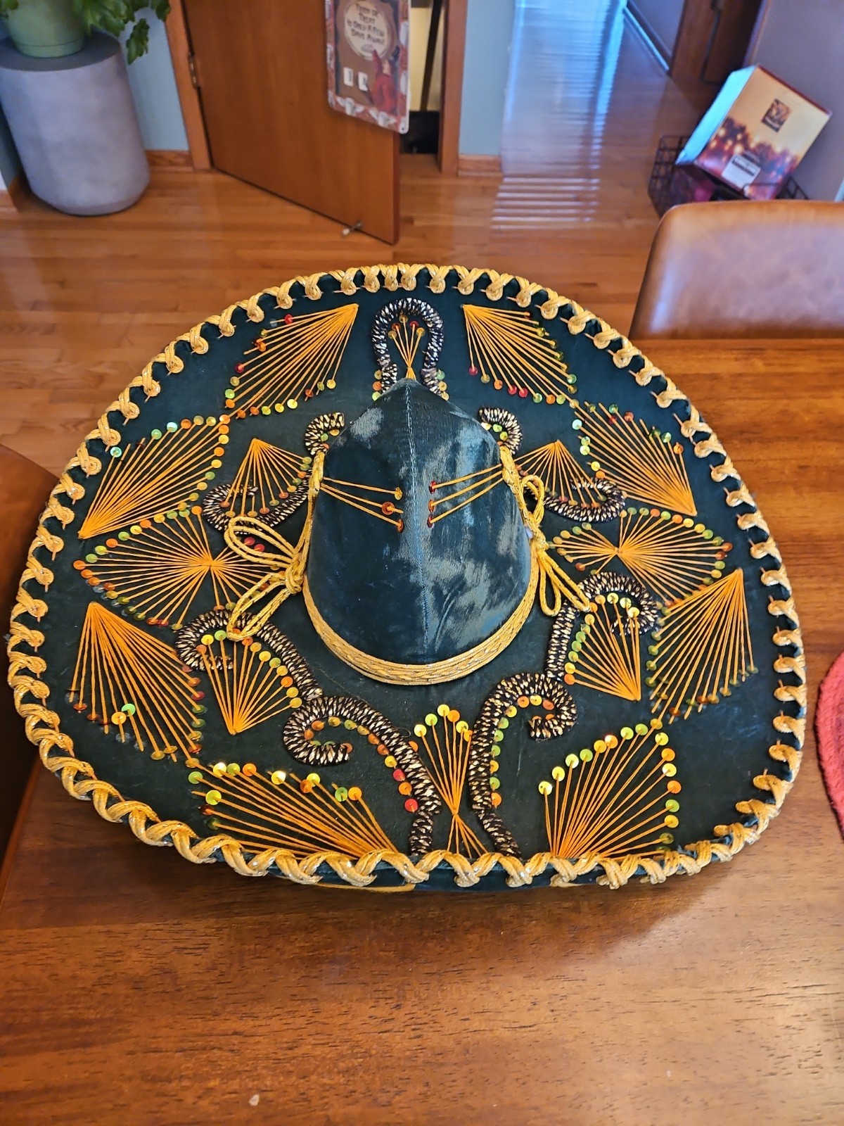 Vintage Pigalle XXXXX Emerald Green & Gold Mexican Sombrero Mariachi Hat