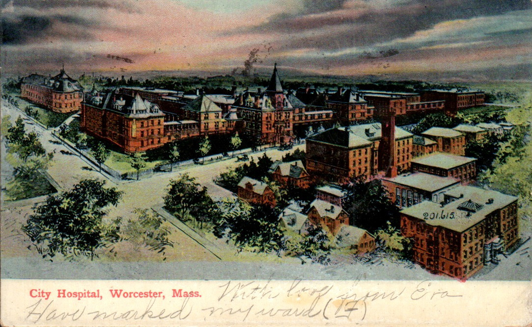 Worcester, Mass, City Hospital, Snowy Scene, Vintage Postcard 1845 Worcester, Mass, City Hospital, Snowy Scene, Vintage Postcard 1845