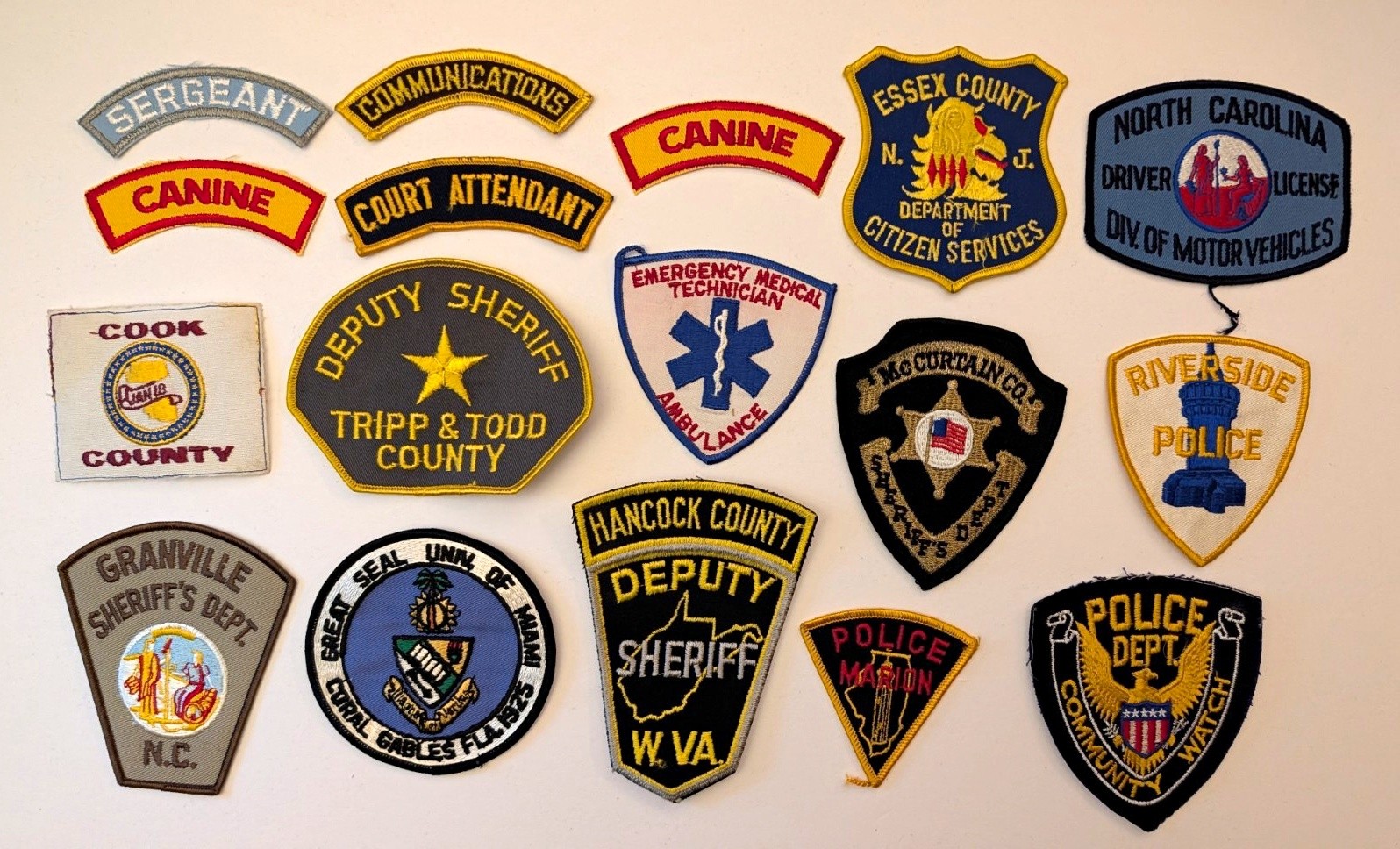 Police Mixed Lot Collectible Patches Sheriff Deputy Sergeant Canine Others