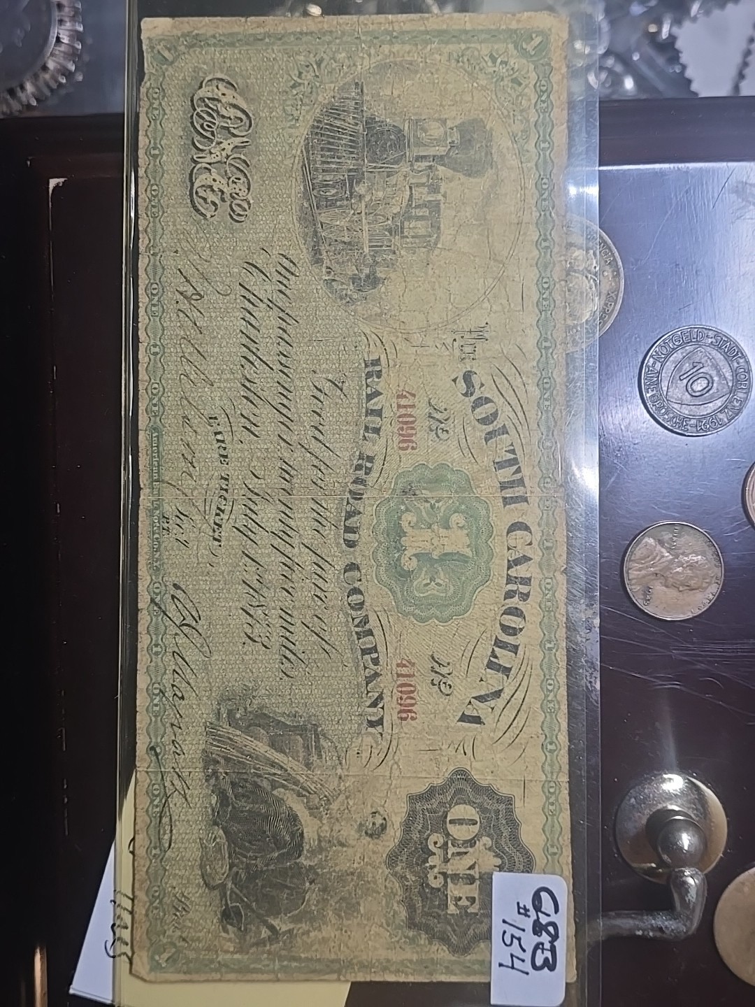 1873 South Carolina Railroad Company 1 Fare Ticket SN 31677 Charleston 1873 South Carolina Railroad Company 1 Fare Ticket SN 31677 Charleston