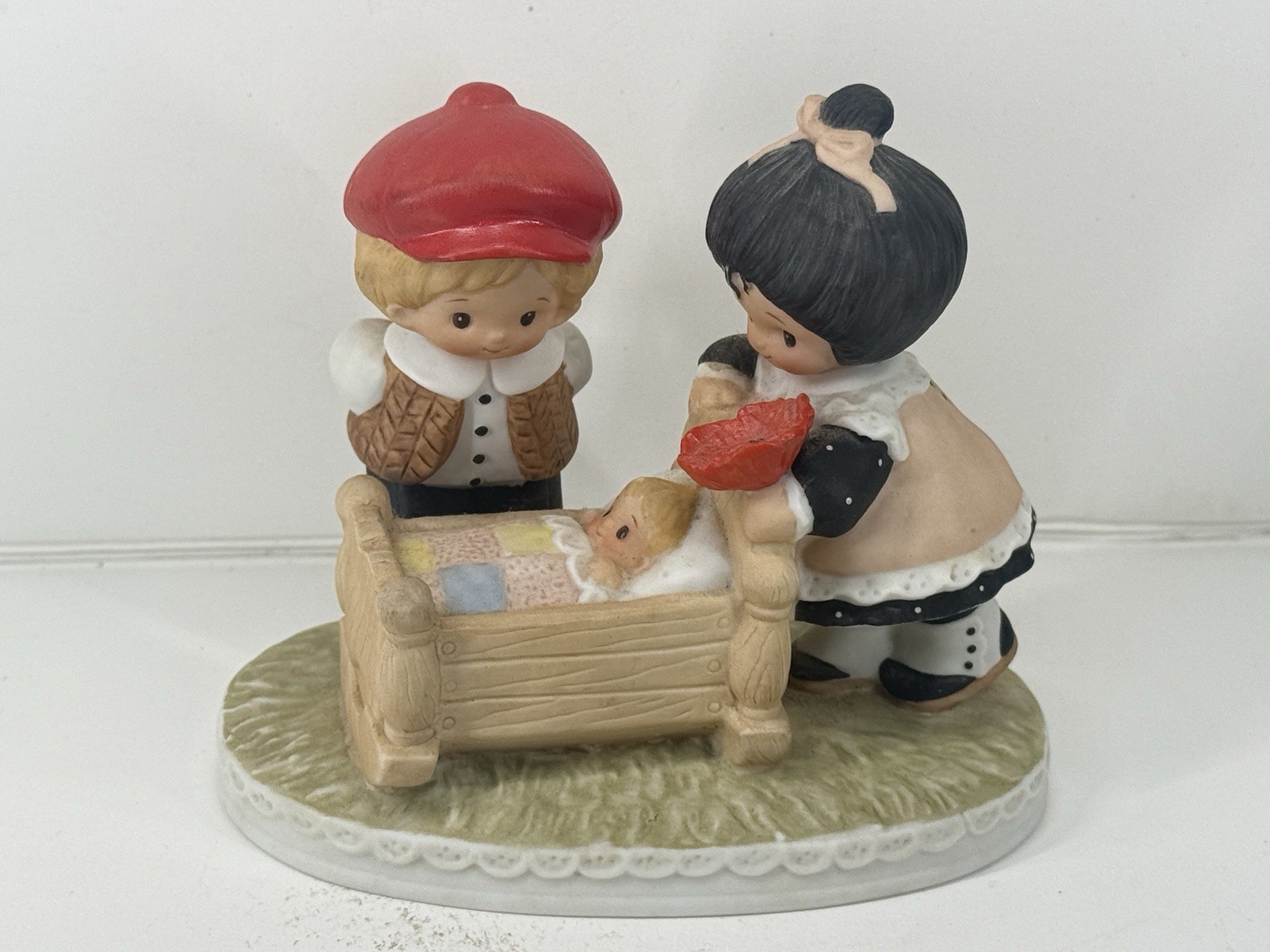Vintage Enesco Porcelain Bisque Figurine Poppyseed Collection Couple Boy & Girl