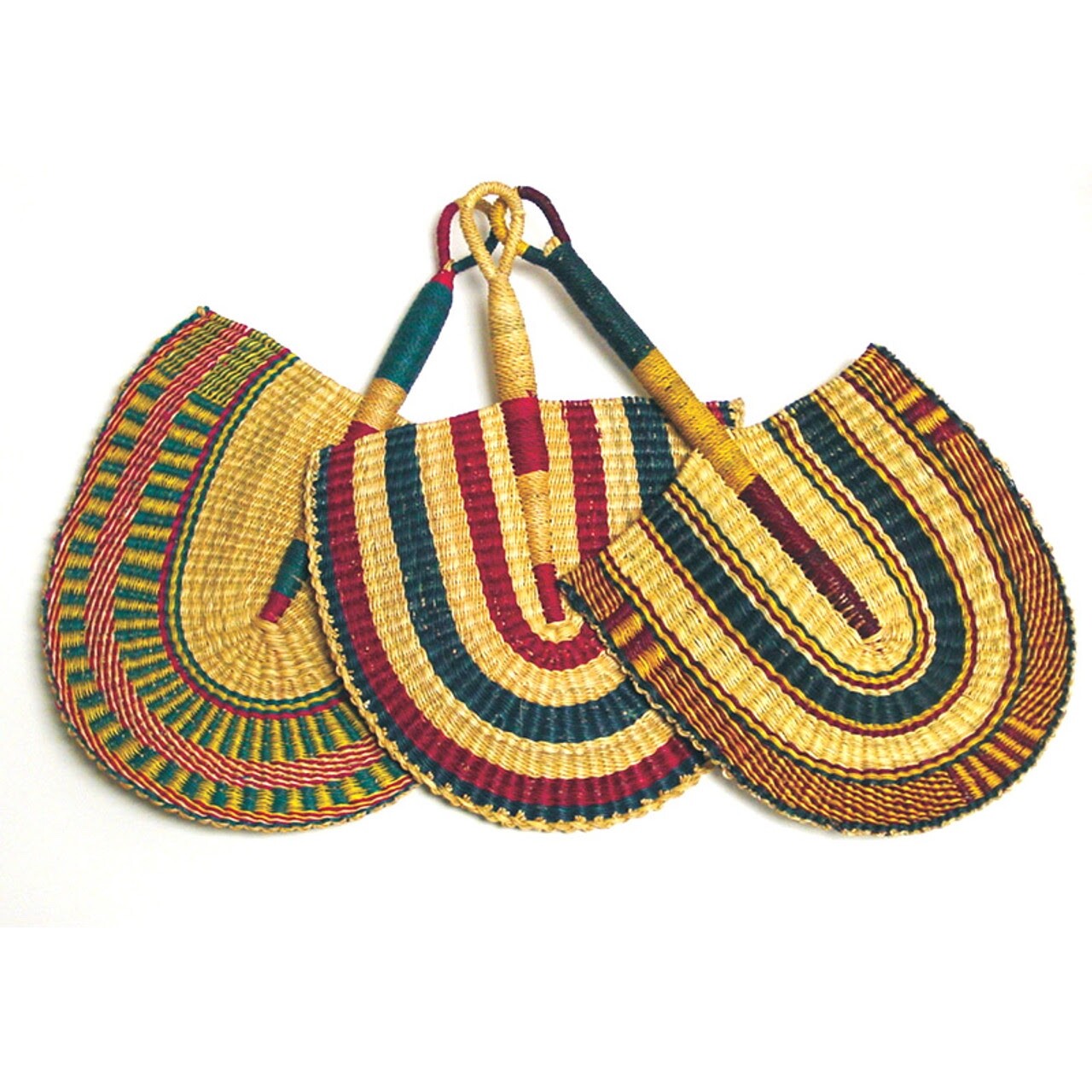 Burkina Faso Hand Woven Fans 16 inches set of 3 Burkina Faso Hand Woven Fans 16 inches set of 3