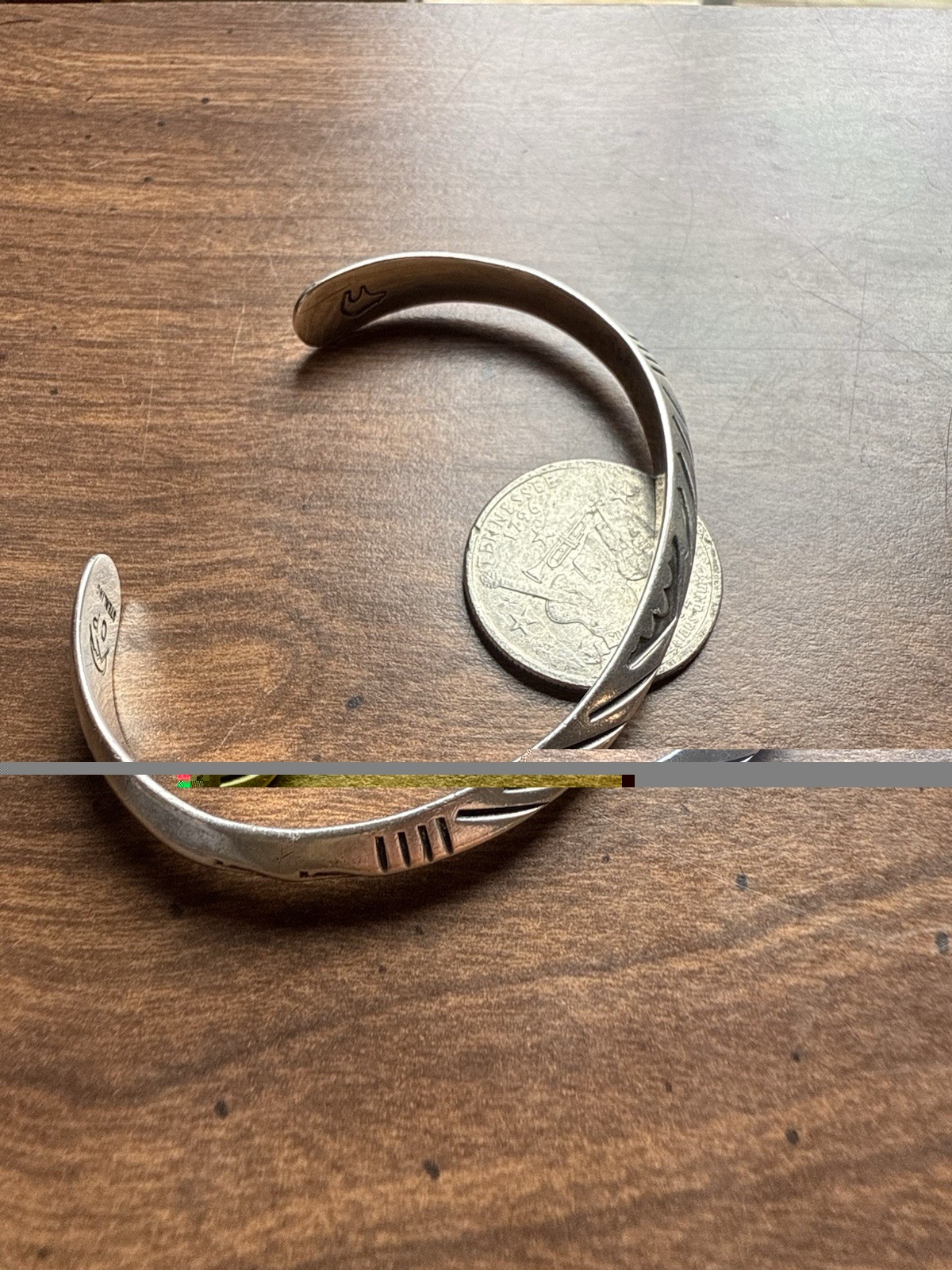 Vintage CP Sterling Silver Southwestern Cuff Bracelet Stamped Bear Mountains
