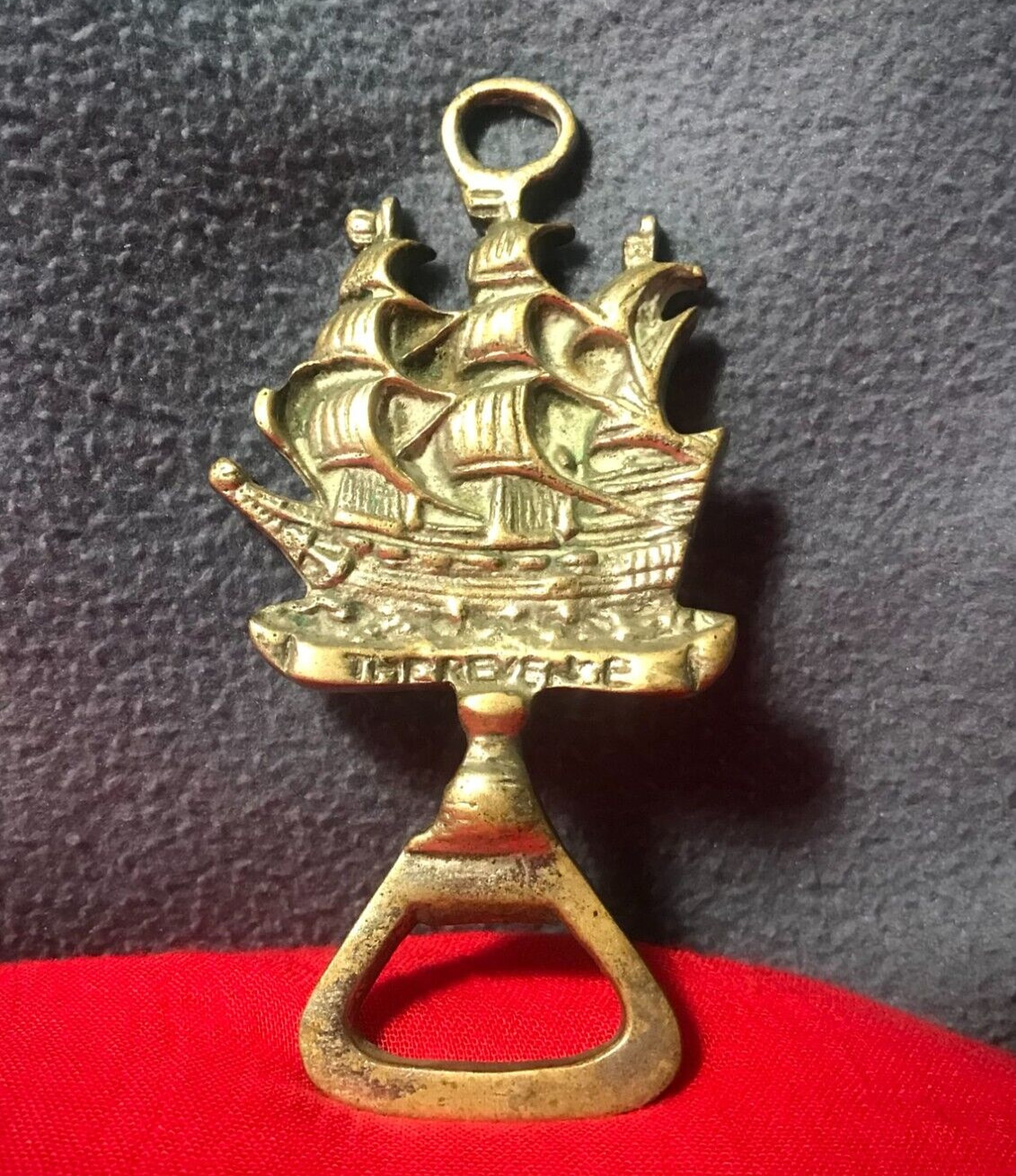 ANTIQUE MARINE Ship Sea BRONZE DRINK OPENER ORNAMENENT HMS REVENGE BRITISH NAVY