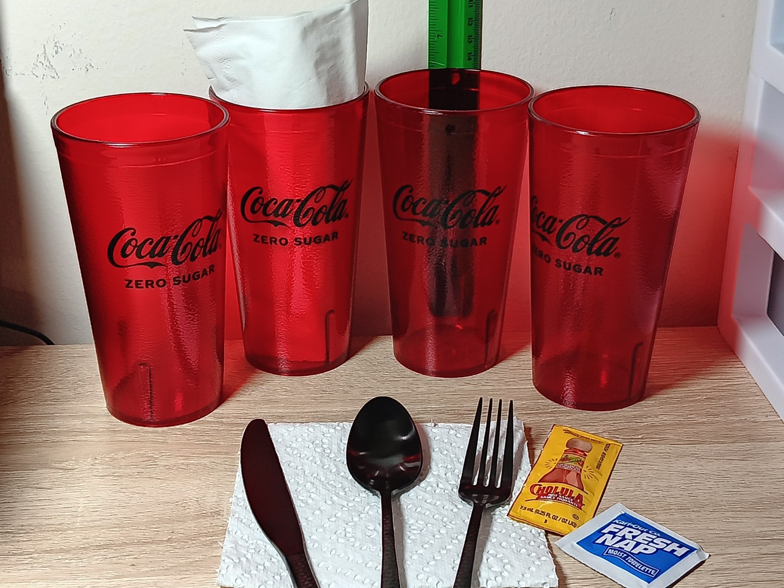 4-PK 20oz COCA~COLA ZERO SUGAR Classic Red Tumbler Restaurant G.E.T.