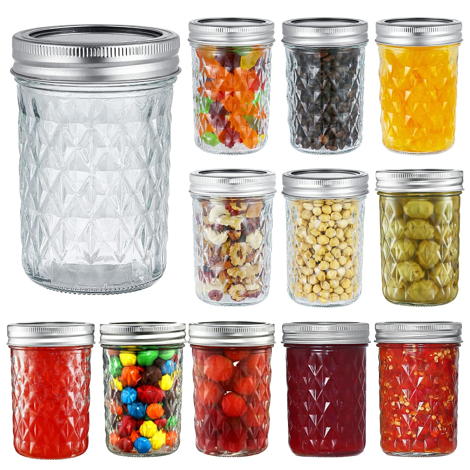 YEBODA 8 oz Wide Mouth Mason Jars with Lids, Glass Canning Jars, 12 Pack | Cl... YEBODA 8 oz Wide Mouth Mason Jars with Lids, Glass Canning Jars, 12 Pack | Cl...