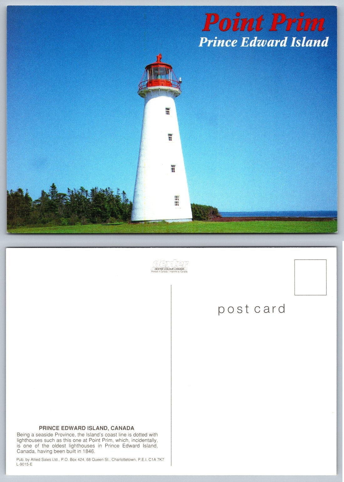 Point Prim Lighthouse Prince Edward Island Canada Postcard Dexter Colour Point Prim Lighthouse Prince Edward Island Canada Postcard Dexter Colour