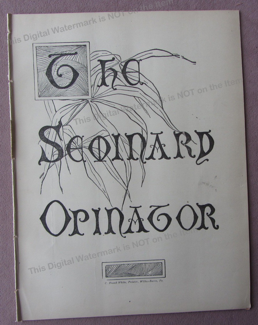 Original 1891 SEMINARY OPINATOR Student Newspaper Wyoming Seminary Kingston PA