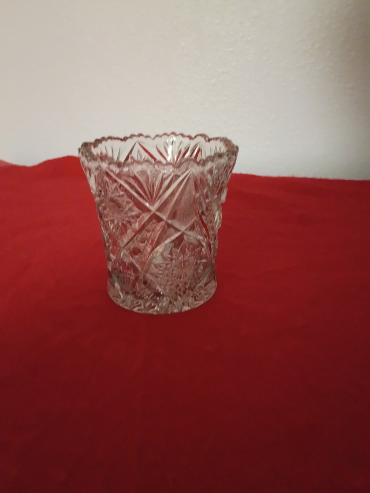 Antique Pressed Glass Round Clear Flower Vase, 4” X 3 5/8