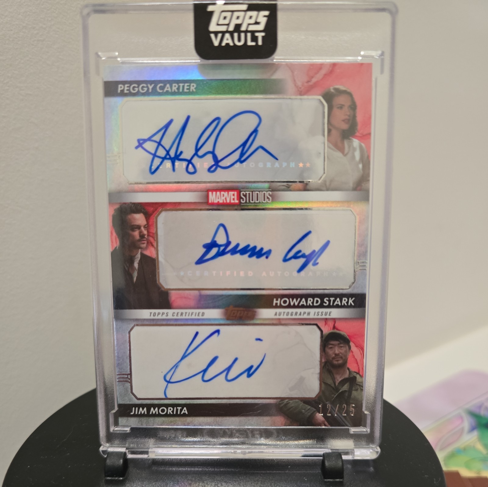 2026 Topps Marvel Vault Triple Auto Peggy Carter, Howard Stark, Jim Morita 12/25 2026 Topps Marvel Vault Triple Auto Peggy Carter, Howard Stark, Jim Morita 12/25