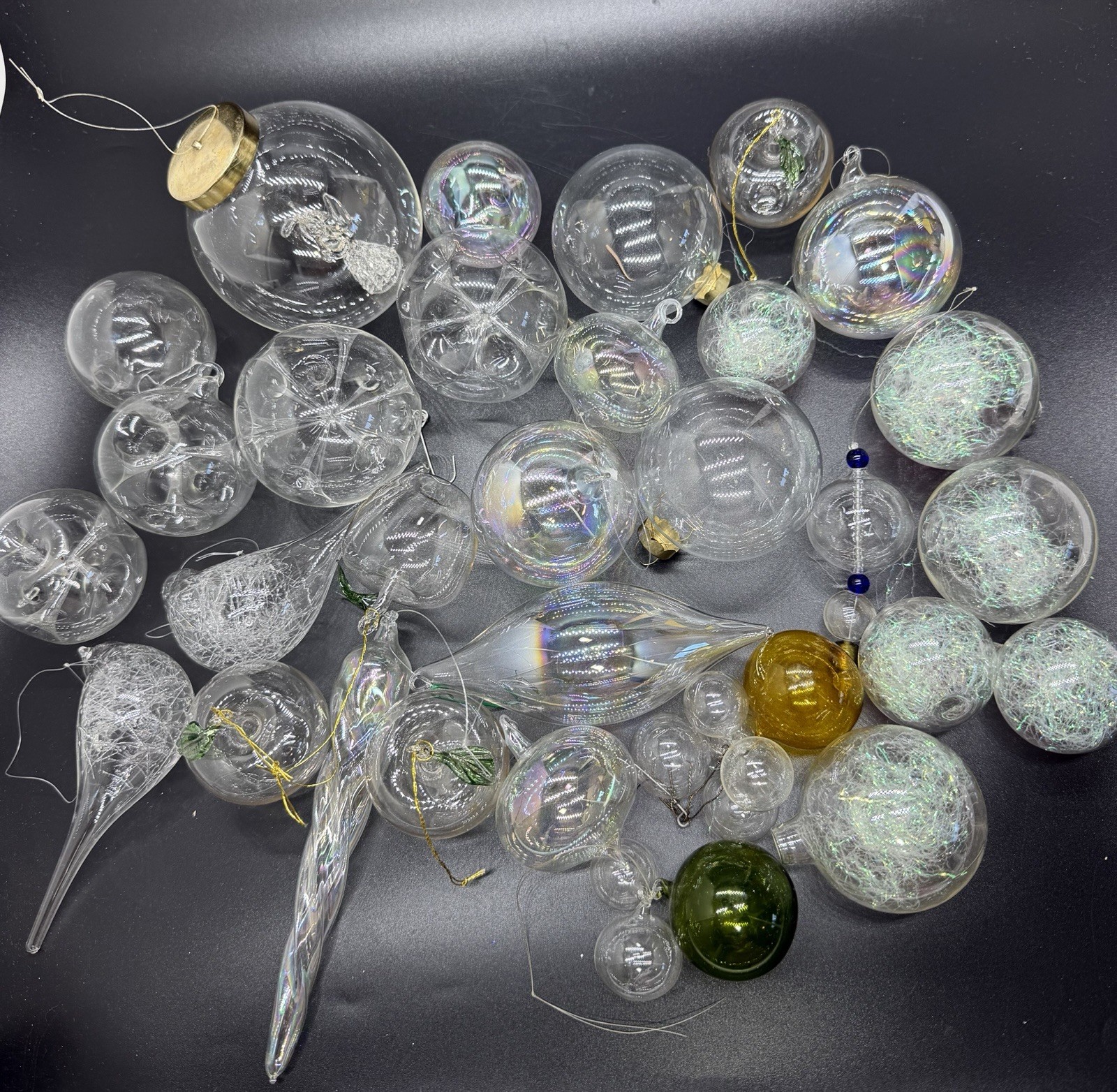 30 Unique Hand Blown Clear Glass Christmas Ball Ornaments Holiday Decor 30 Unique Hand Blown Clear Glass Christmas Ball Ornaments Holiday Decor