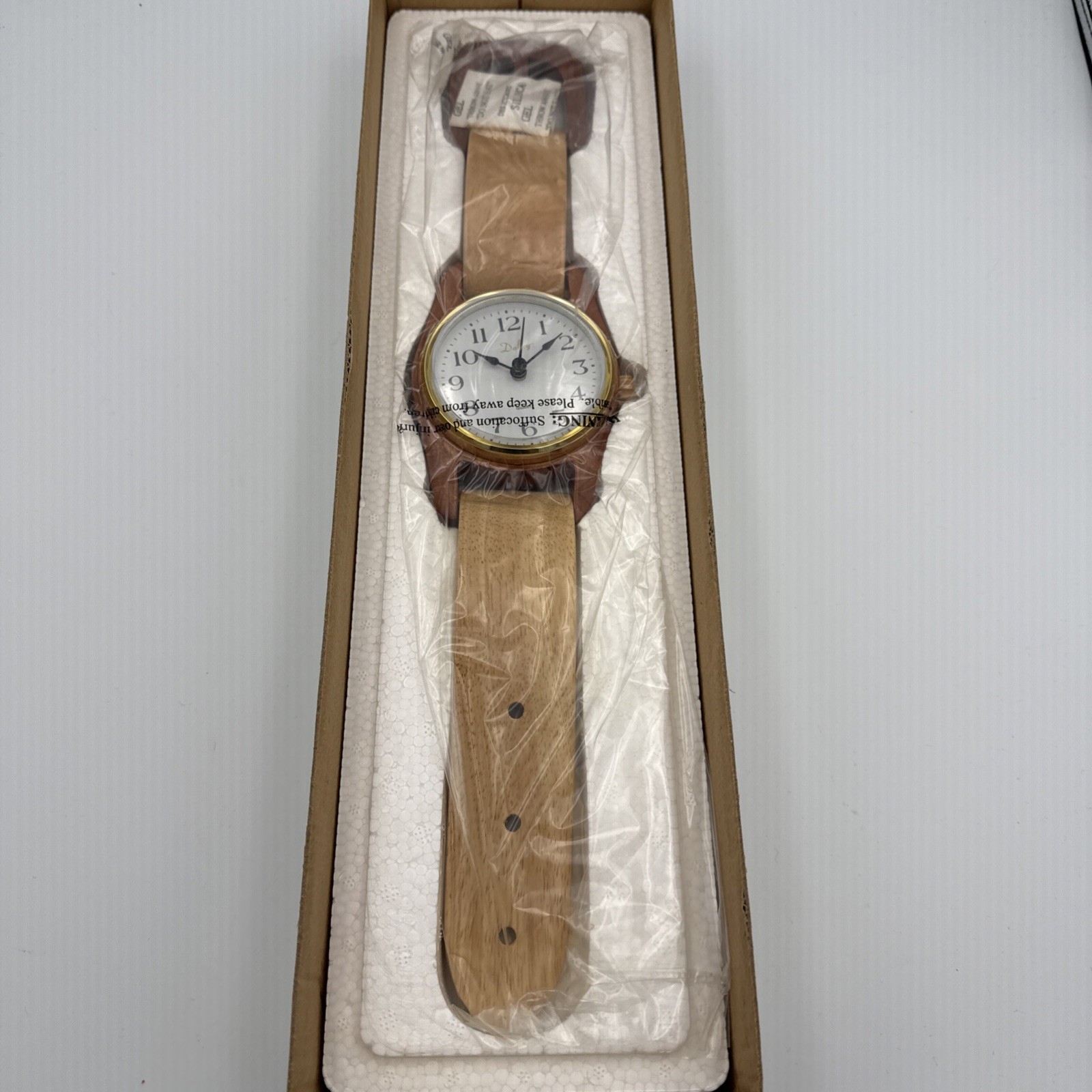 Dalley Wristwatch Desktop Size Clock Oak And Mahogany Wood Moving Pieces Giant