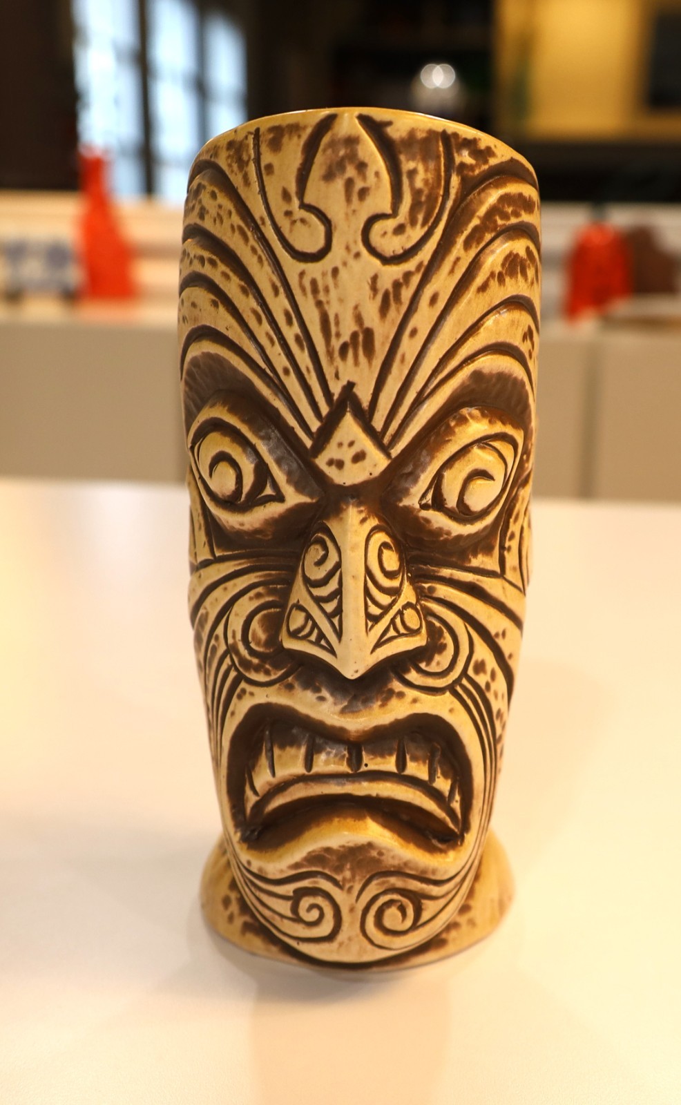 TIKI DIABLO MAORI MUG IN BONE WHITE TRADER VIC NEW SOLD OUT