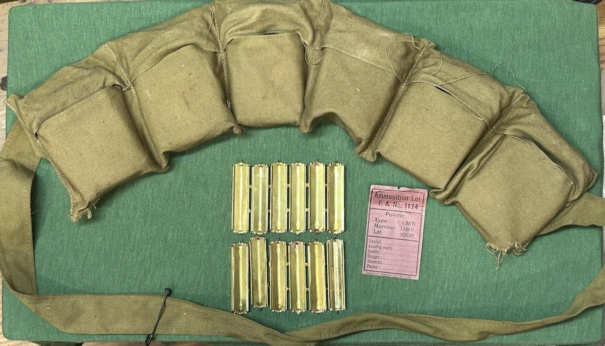 Original 1929 USGI M1 Ball Ammunition Bandolier w/Clips for M1903, Cardboard