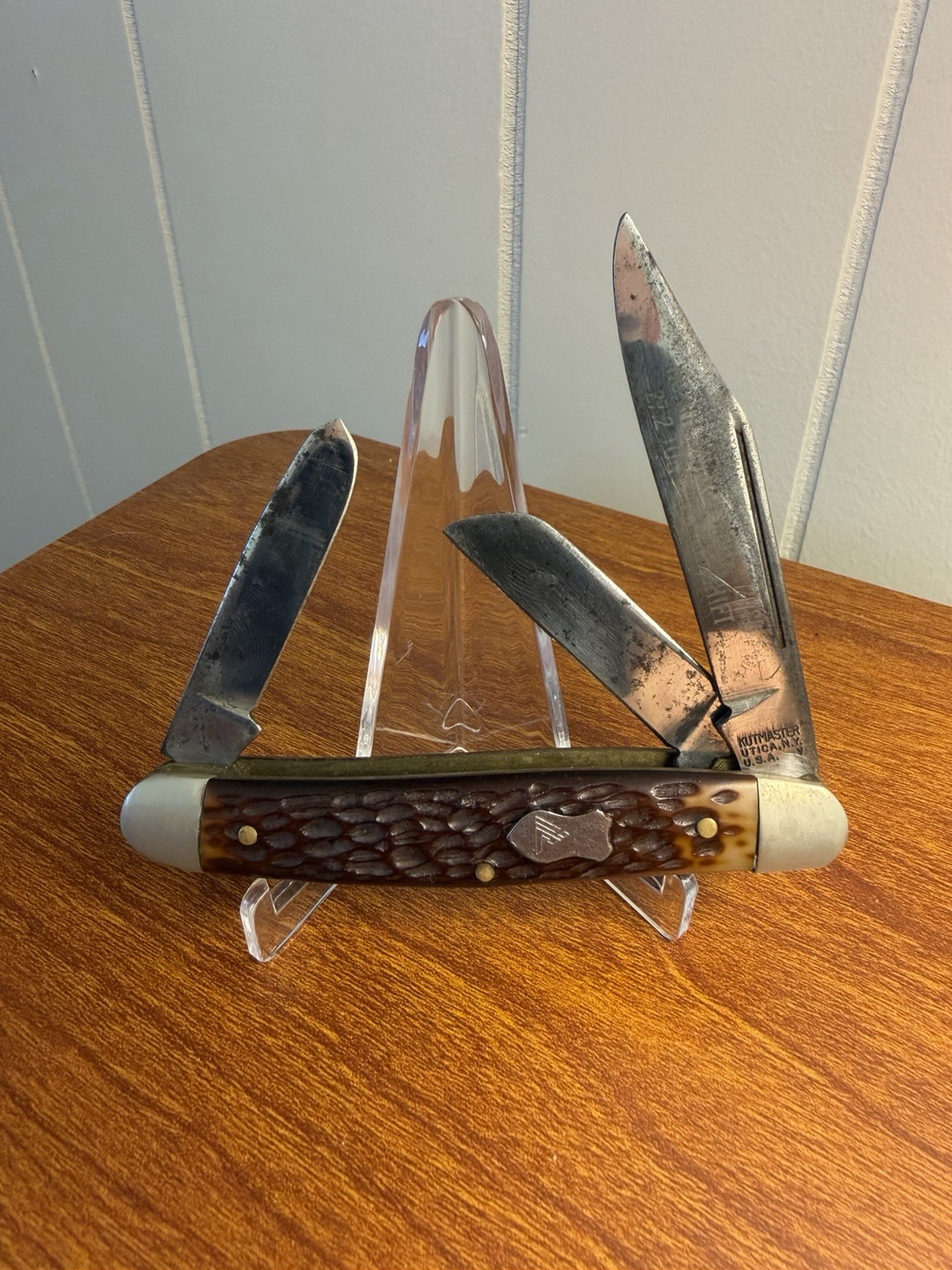 Vintage Kutmaster Utica Folding Knife USA Mine Inscription