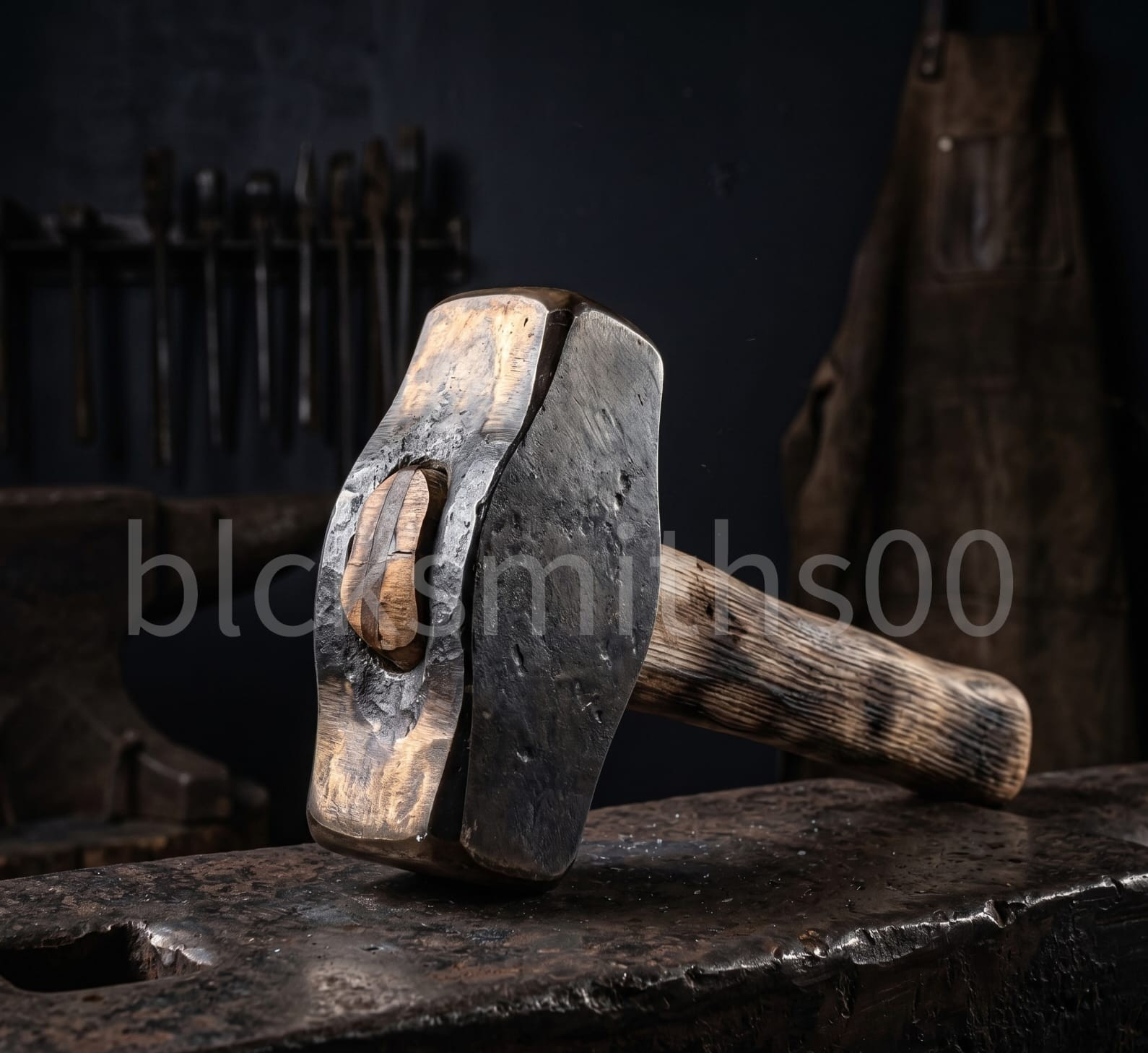 Hand Forge Blacksmith Hammer - Antique Look Head With Wood Handle, 3 lbs Weight