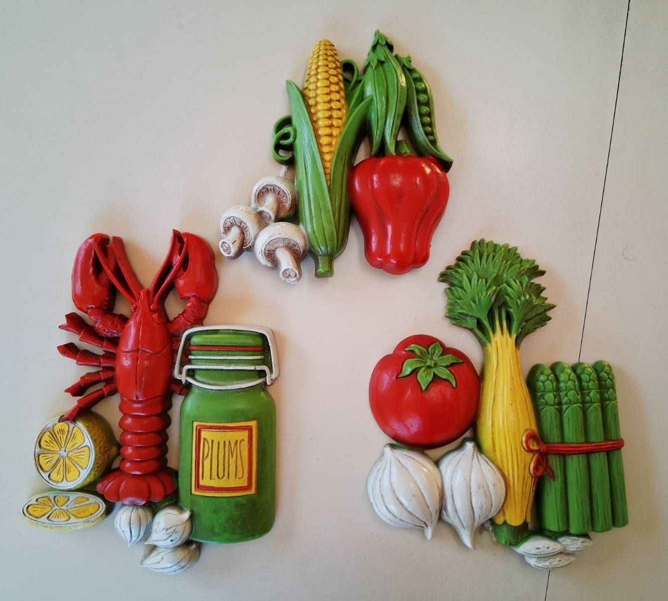 Vintage Homco 1975 Home Interior Wall Plaque Set Of 3 Garden Vegetable Lobster Vintage Homco 1975 Home Interior Wall Plaque Set Of 3 Garden Vegetable Lobster