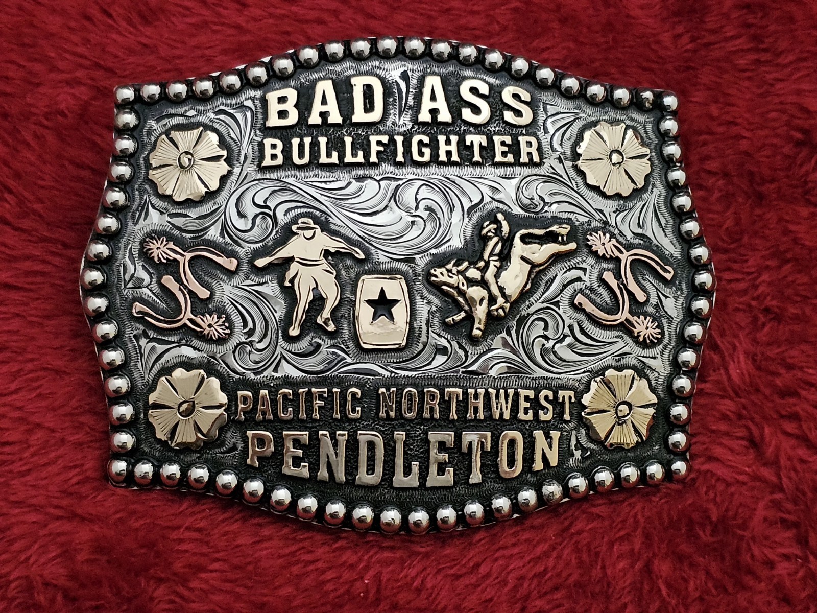 X~Treme PENDLETON BAD ASS BULLFIGHTING RODEO CHAMPION TROPHY BUCKLE☆Rare☆396