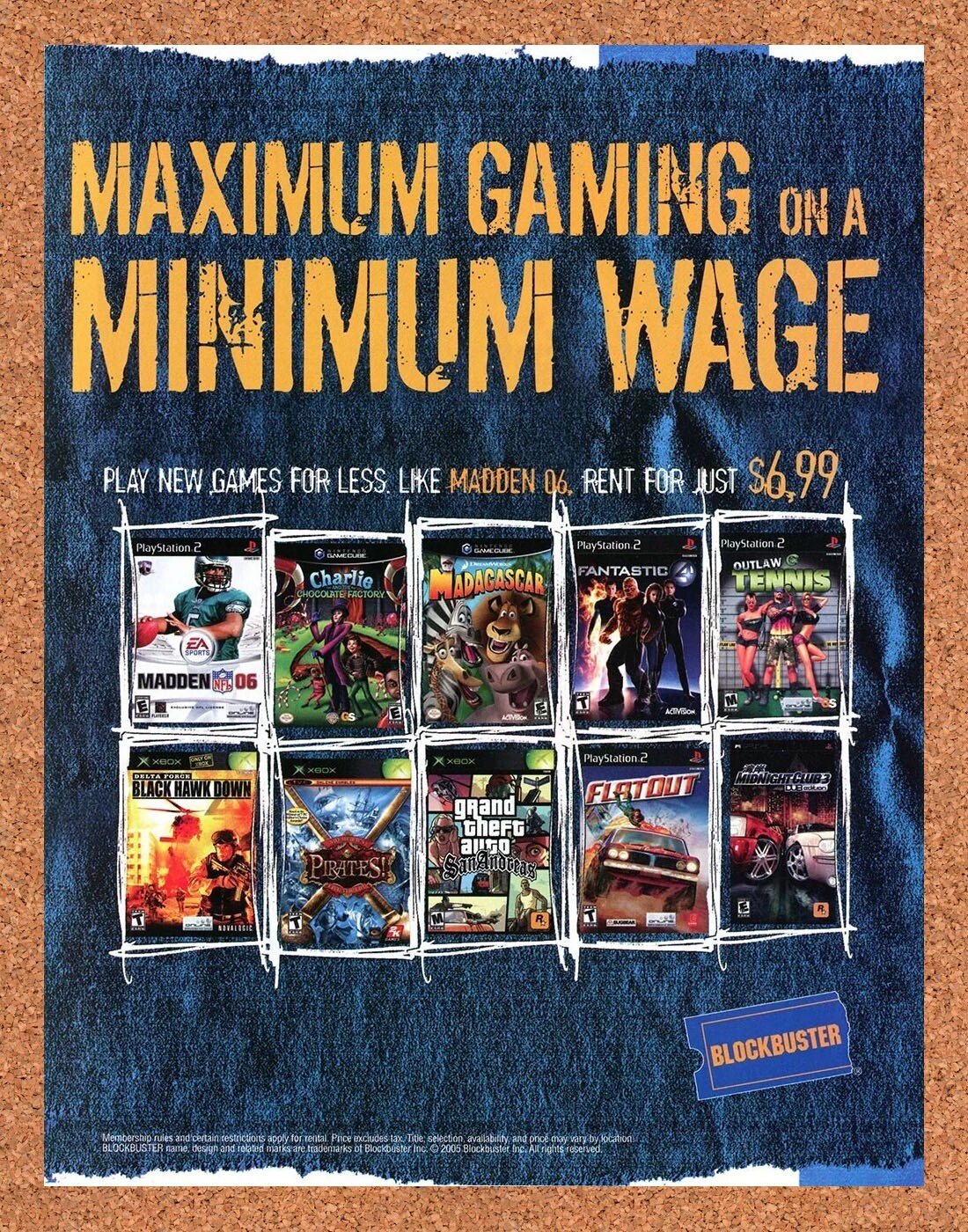 Blockbuster PS2 Rental Original 2005 Ad Authentic Xbox Video Game Promo Blockbuster PS2 Rental Original 2005 Ad Authentic Xbox Video Game Promo