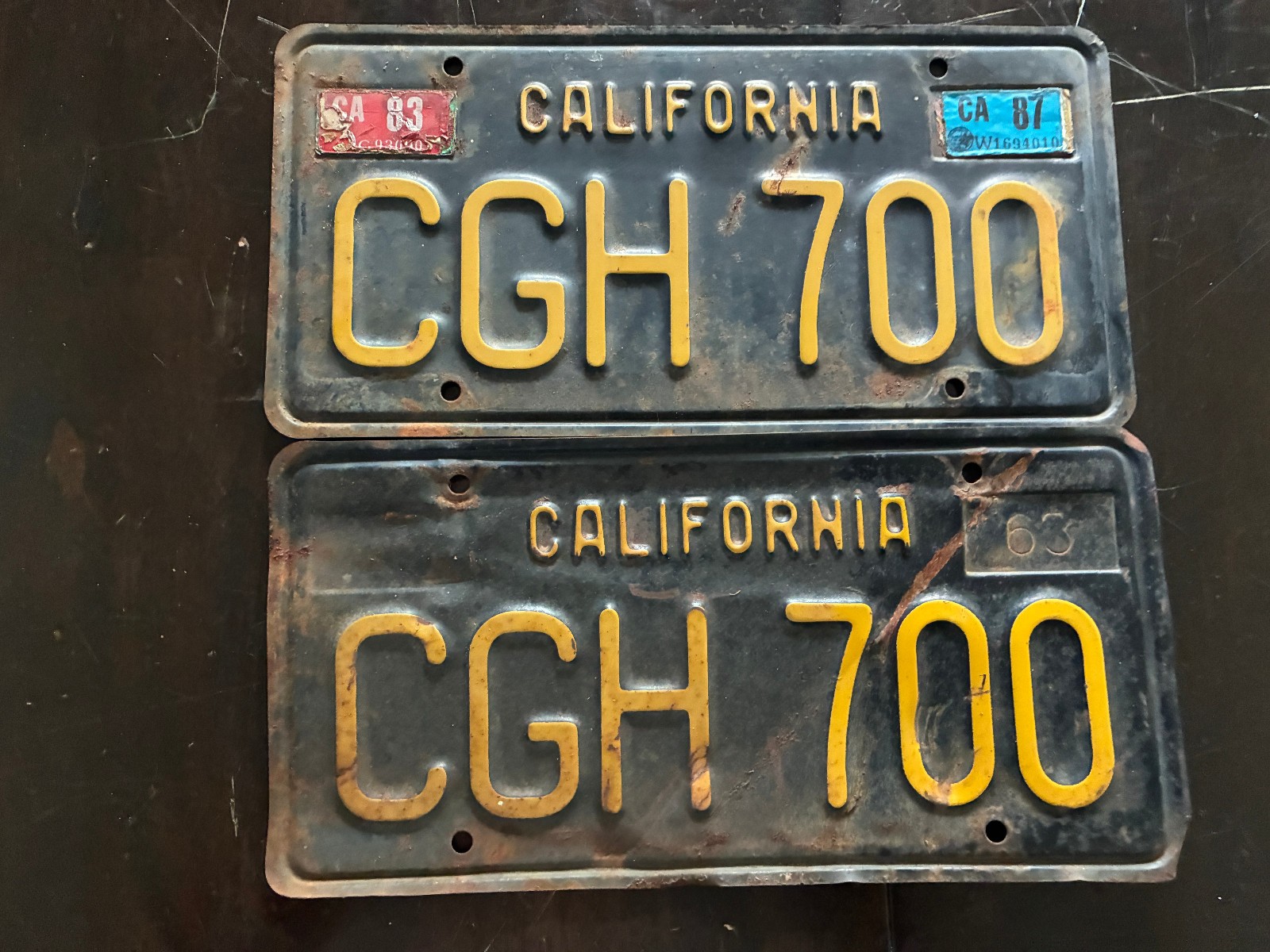 2 Matching Black CA License Plates 2 Matching Black CA License Plates