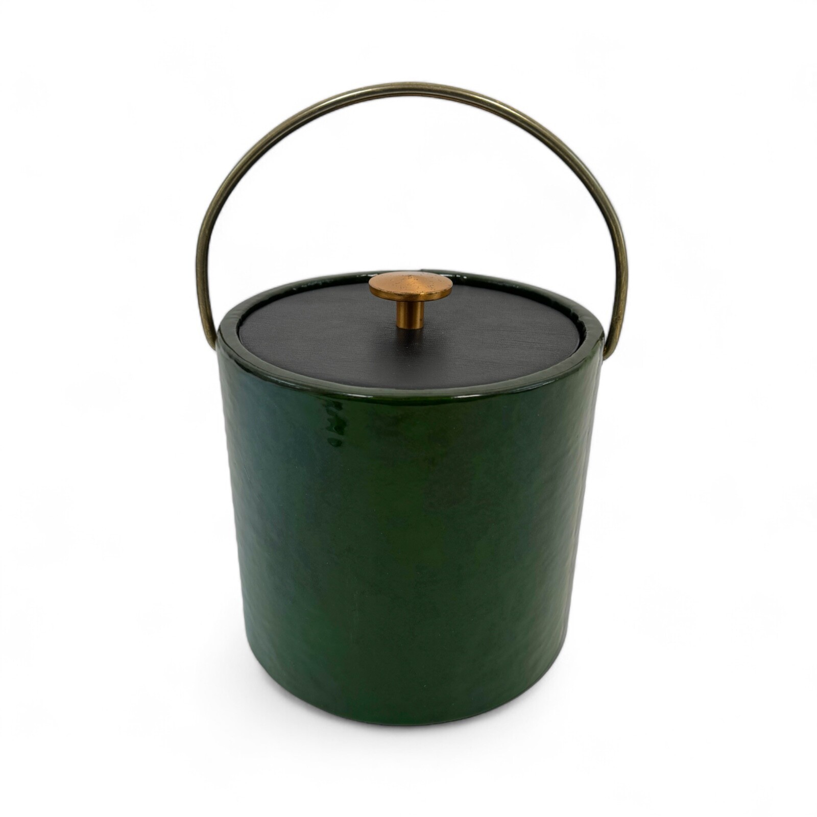 Ice Bucket VTG 1970s Green Vinyl Brass SUPER CLASSY
