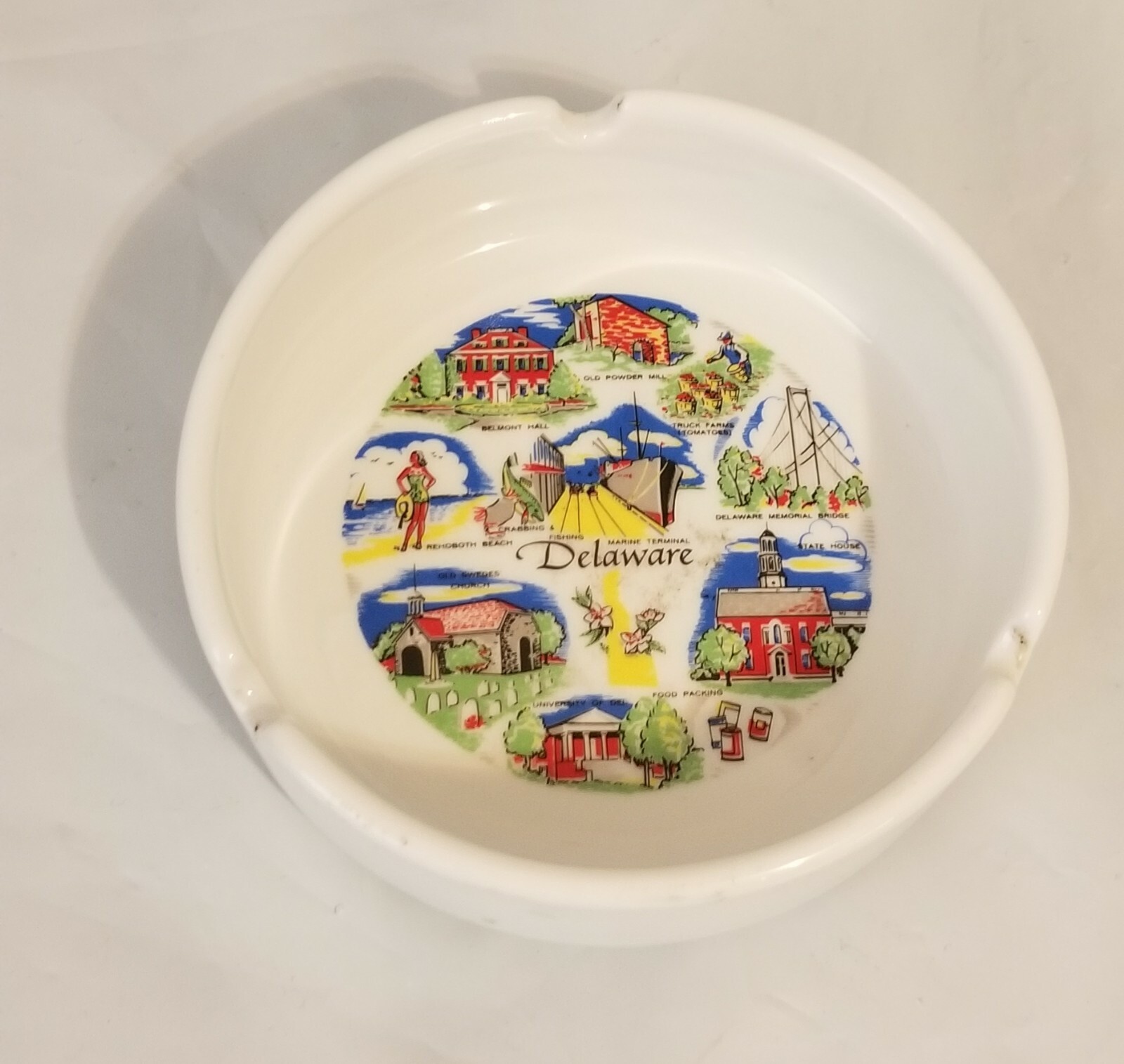 Delaware White Landmark AshTray Ash Tray Delaware White Landmark AshTray Ash Tray