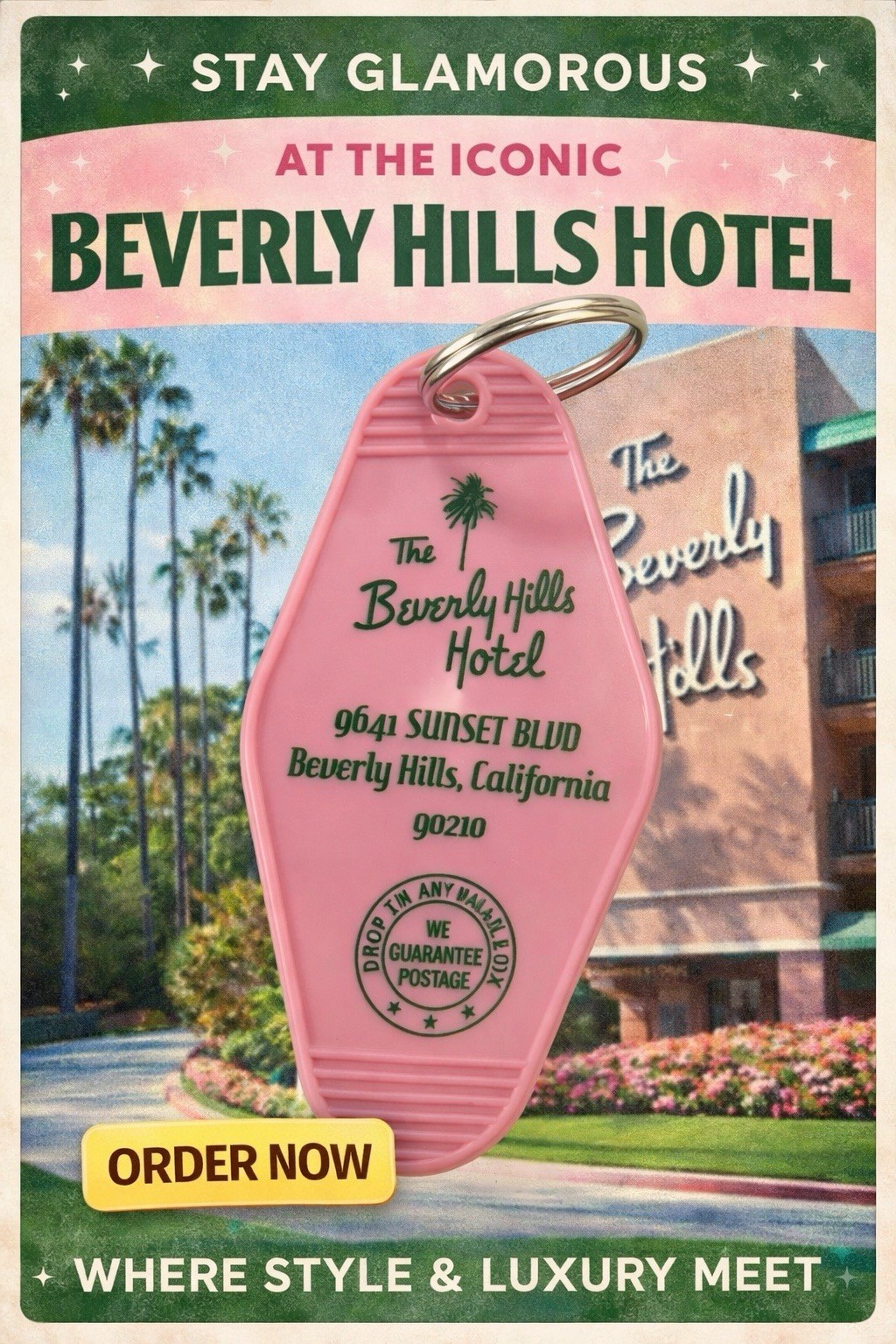 Pink Beverly Hills Hotel Keytag Pink Beverly Hills Hotel Keytag