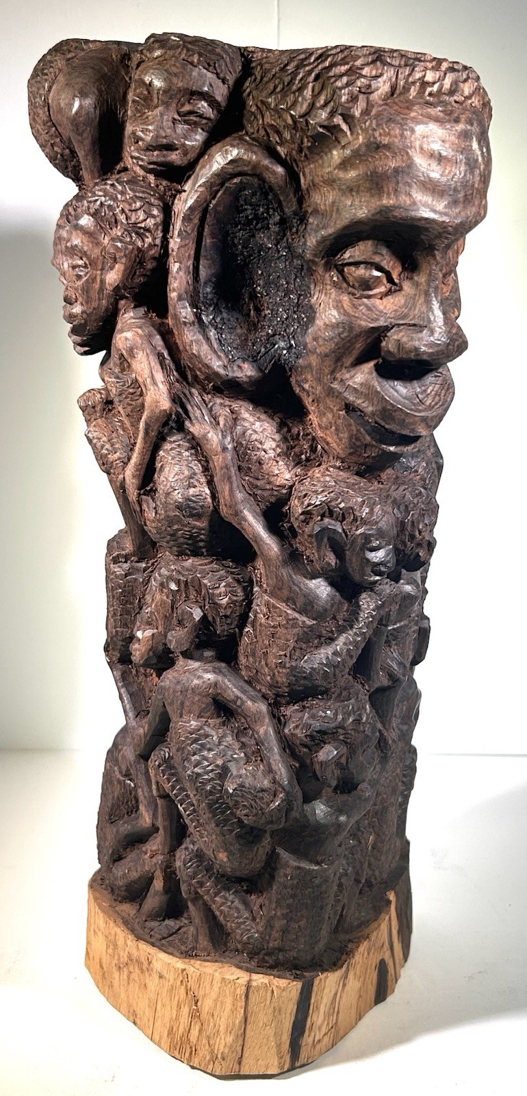 VTG African Makonde Tree of Life Ebony Wood Carving Sculpture Statue • 18+ Head VTG African Makonde Tree of Life Ebony Wood Carving Sculpture Statue • 18+ Head