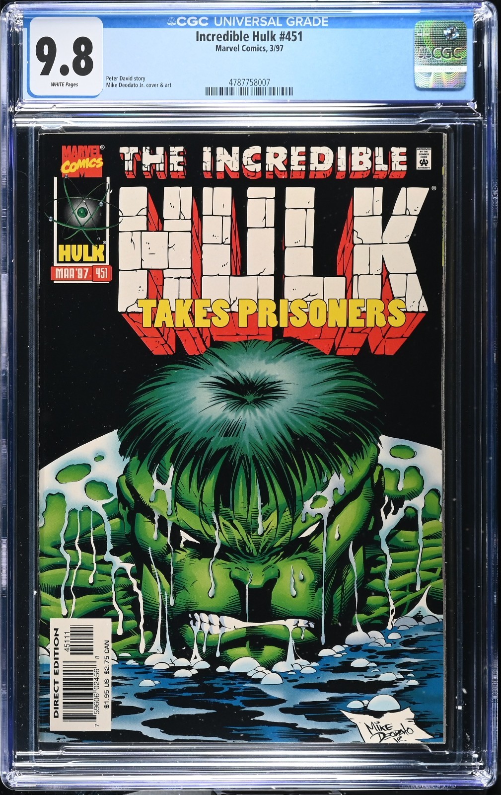 💚 Incredible Hulk #451 CGC 9.8 WP 1997 Sweet Mike Deodato Cover