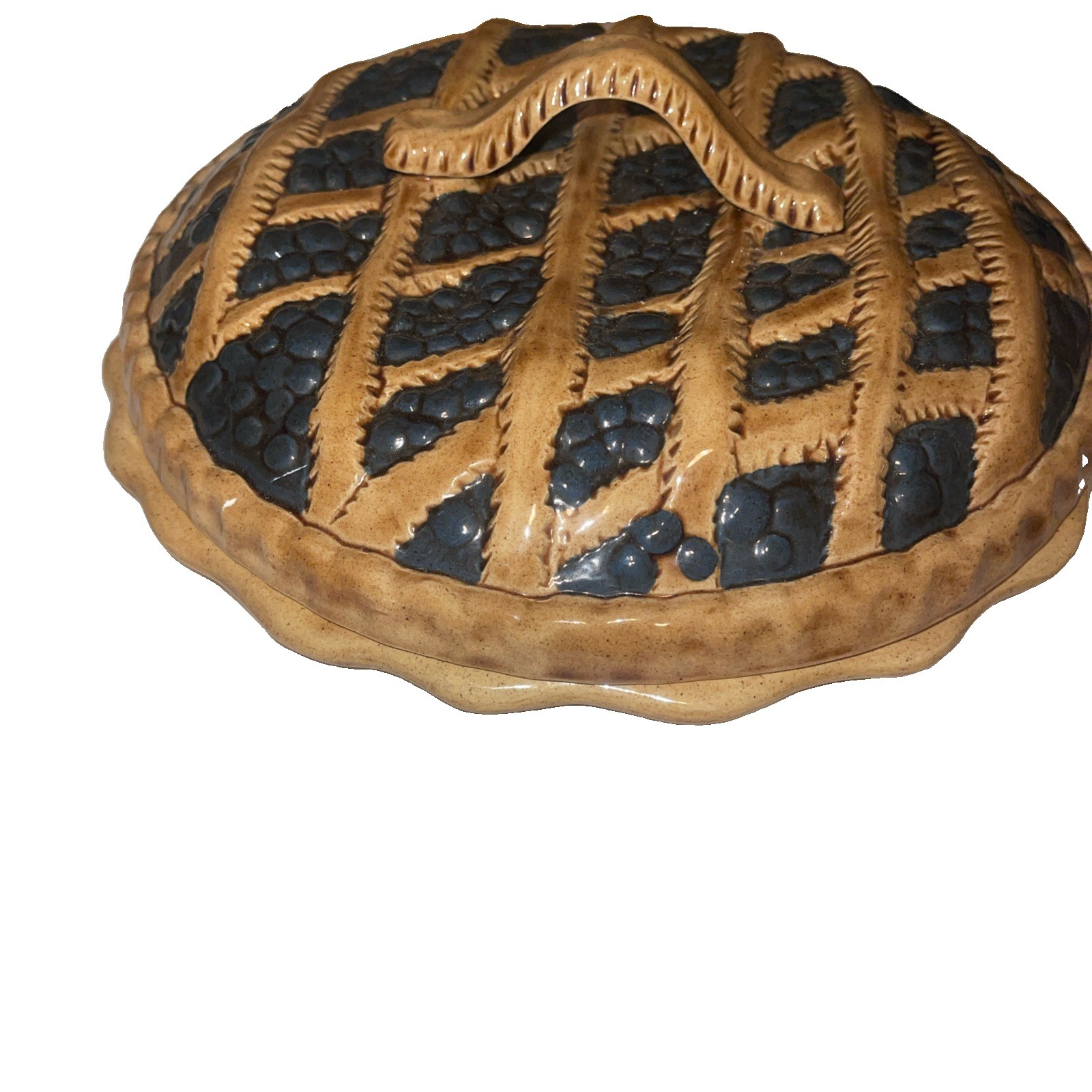 Vintage 1983 McCloud Blueberry Pie Keeper Ceramic Covered Dish MCM Rare