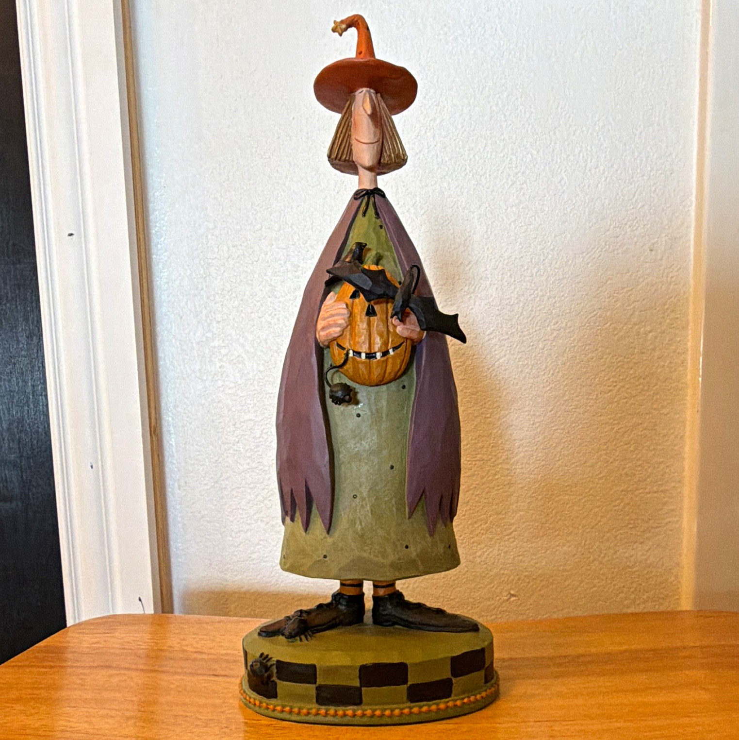 Williraye Studio Halloween Witch w/ Pumpkin & Cat Resin Figurine 15